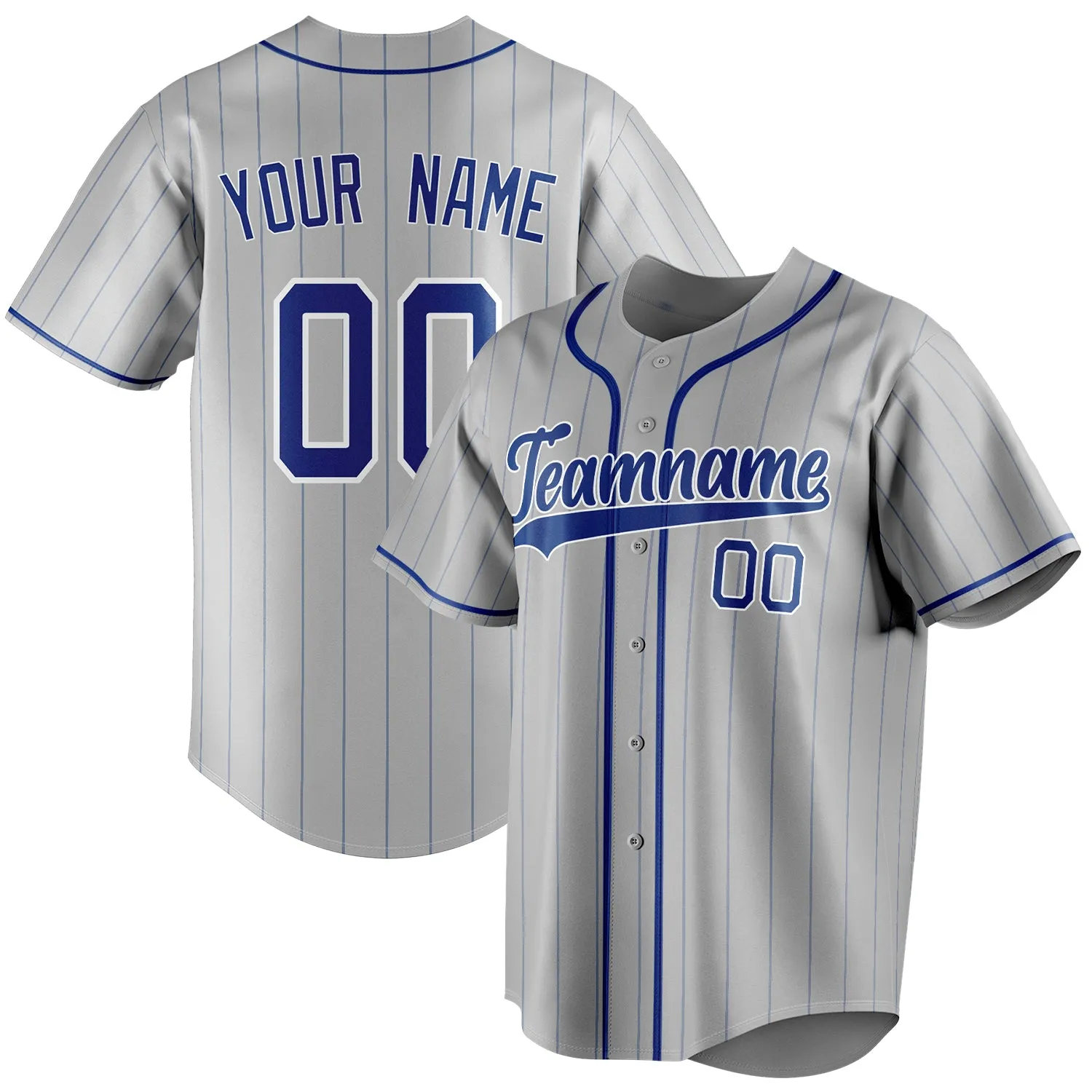 Custom Gray & Royal Royal Pinstripe Fan Baseball Jersey sold by Tailorly