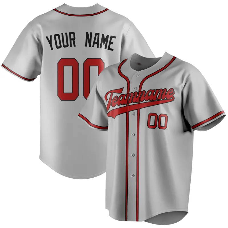 Custom Gray & Red Color Fan Baseball Jersey sold by Tailorly