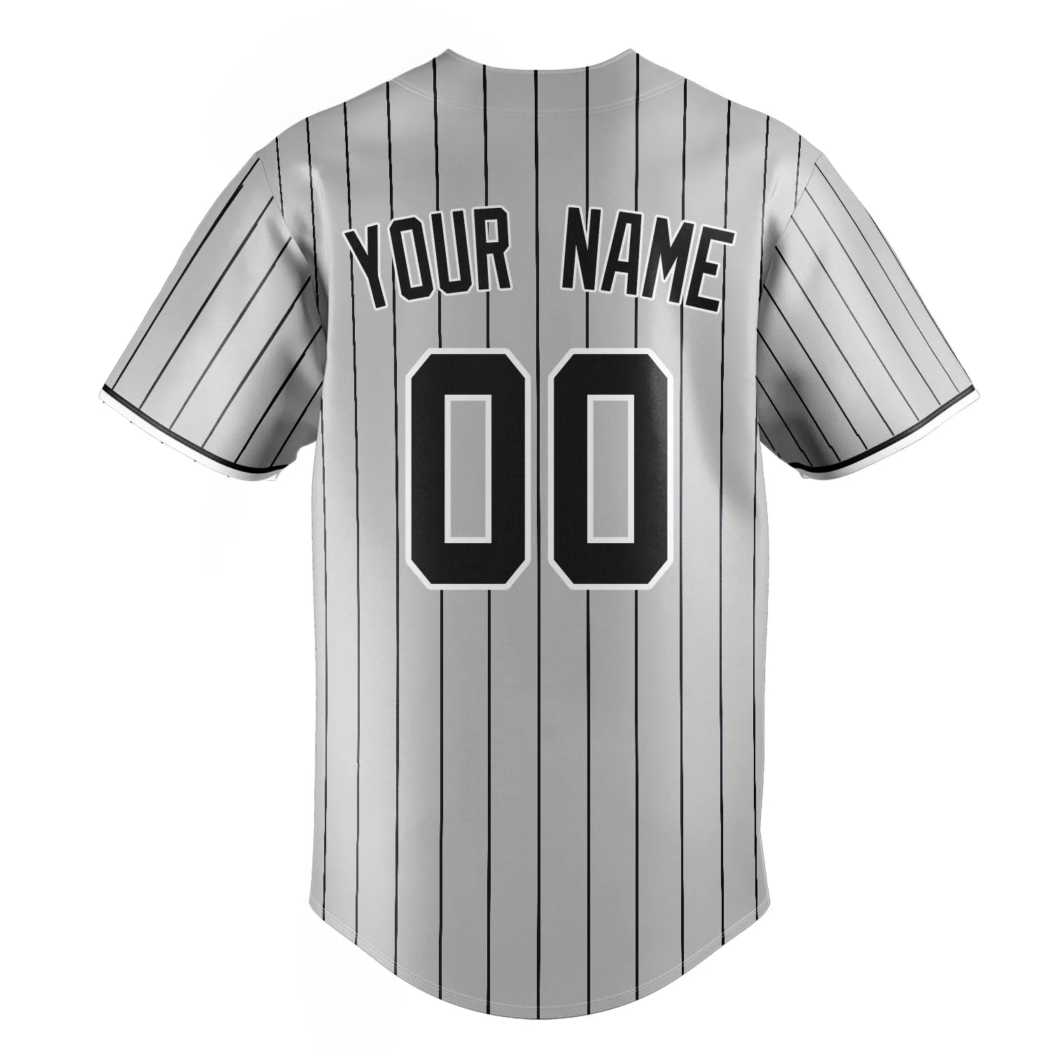 Custom Gray & Black Black Pinstripe Fan Baseball Jersey sold by Tailorly product image thumbnail 4