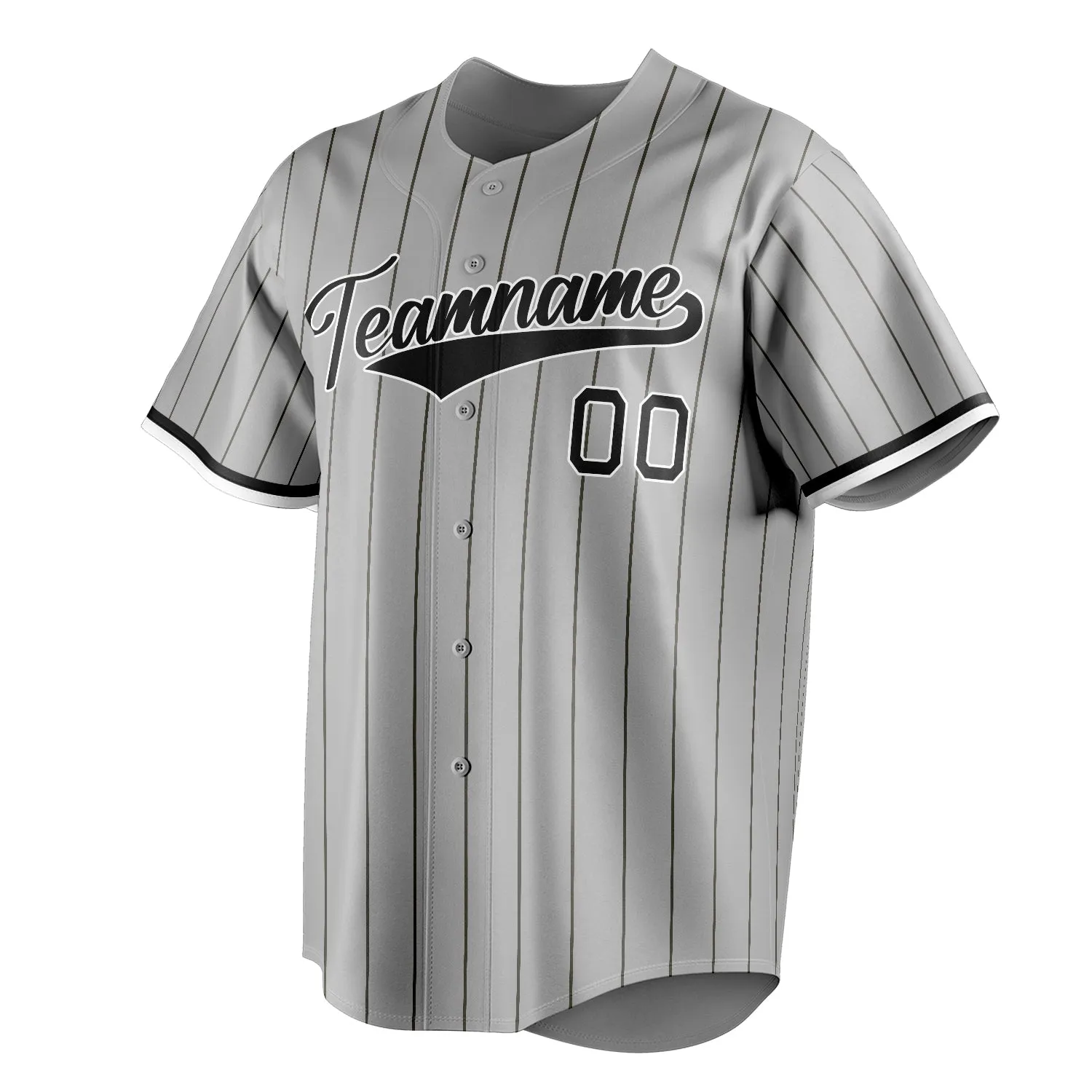 Custom Gray & Black Black Pinstripe Fan Baseball Jersey sold by Tailorly product image thumbnail 3