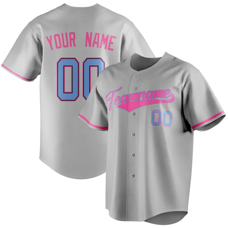Custom Gray & Pink Color Fan Baseball Jersey sold by Tailorly