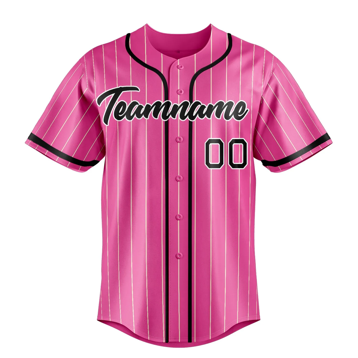 Custom Pink & Black Cream Pinstripe Fan Baseball Jersey sold by Tailorly product image thumbnail 2