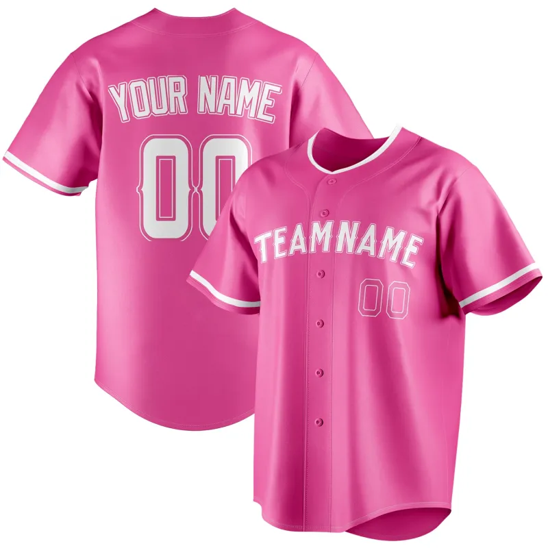 Custom Pink & White Color Fan Baseball Jersey sold by Tailorly