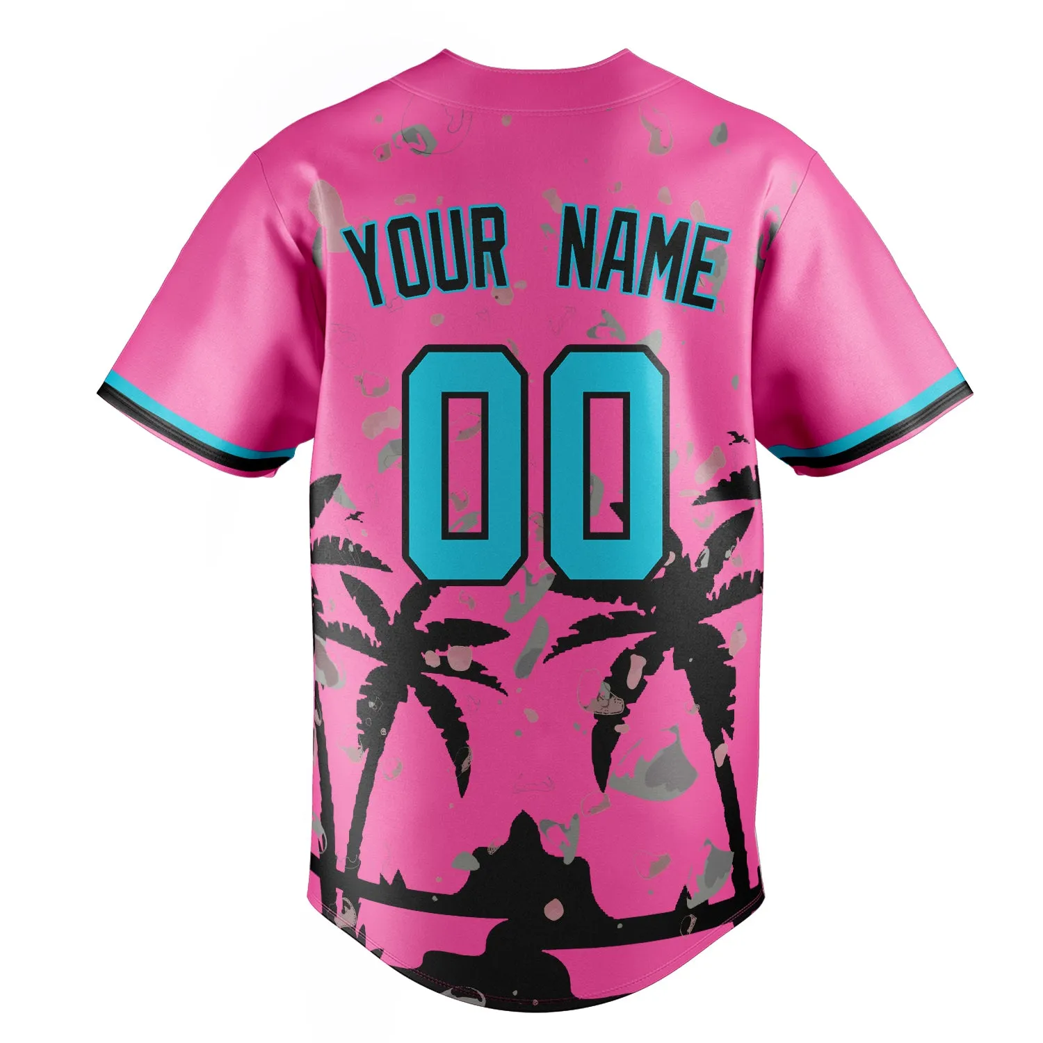 Custom Pink & Black 3D Miami Palm Trees Fan Baseball Jersey sold by Tailorly product image thumbnail 4