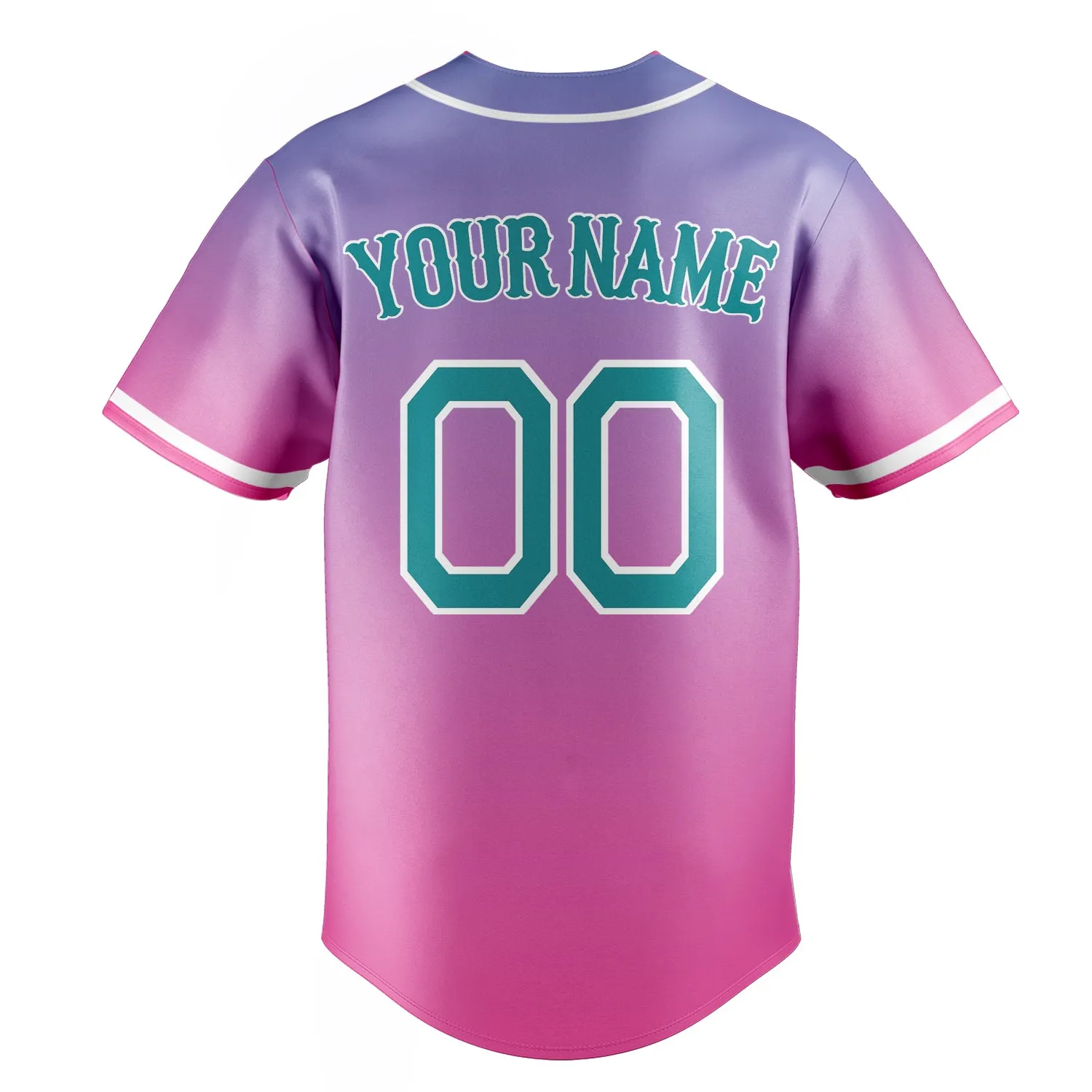 Custom Pink & Teal Pink Blue Gradient Fan Baseball Jersey sold by Tailorly product image thumbnail 4