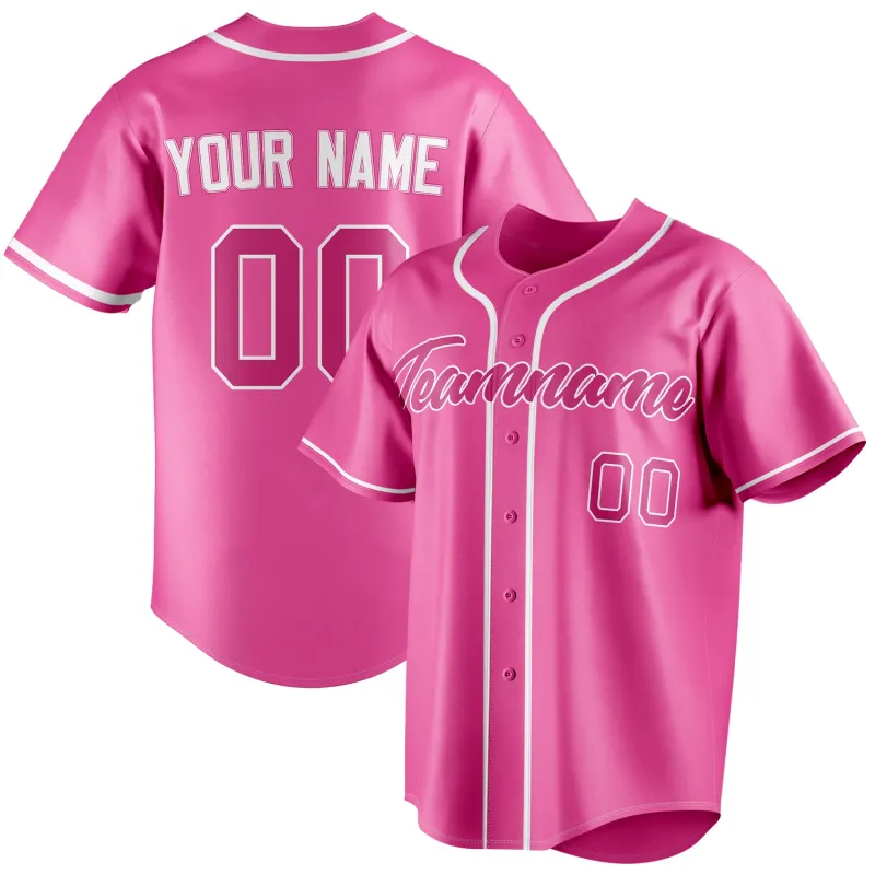 Custom Pink & Dark Pink Color Fan Baseball Jersey sold by Tailorly