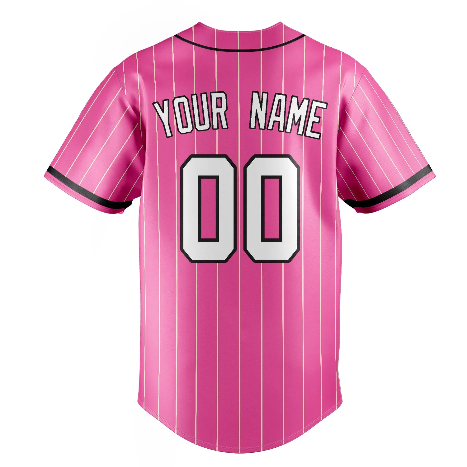 Custom Pink & White Cream Pinstripe Fan Baseball Jersey sold by Tailorly product image thumbnail 4