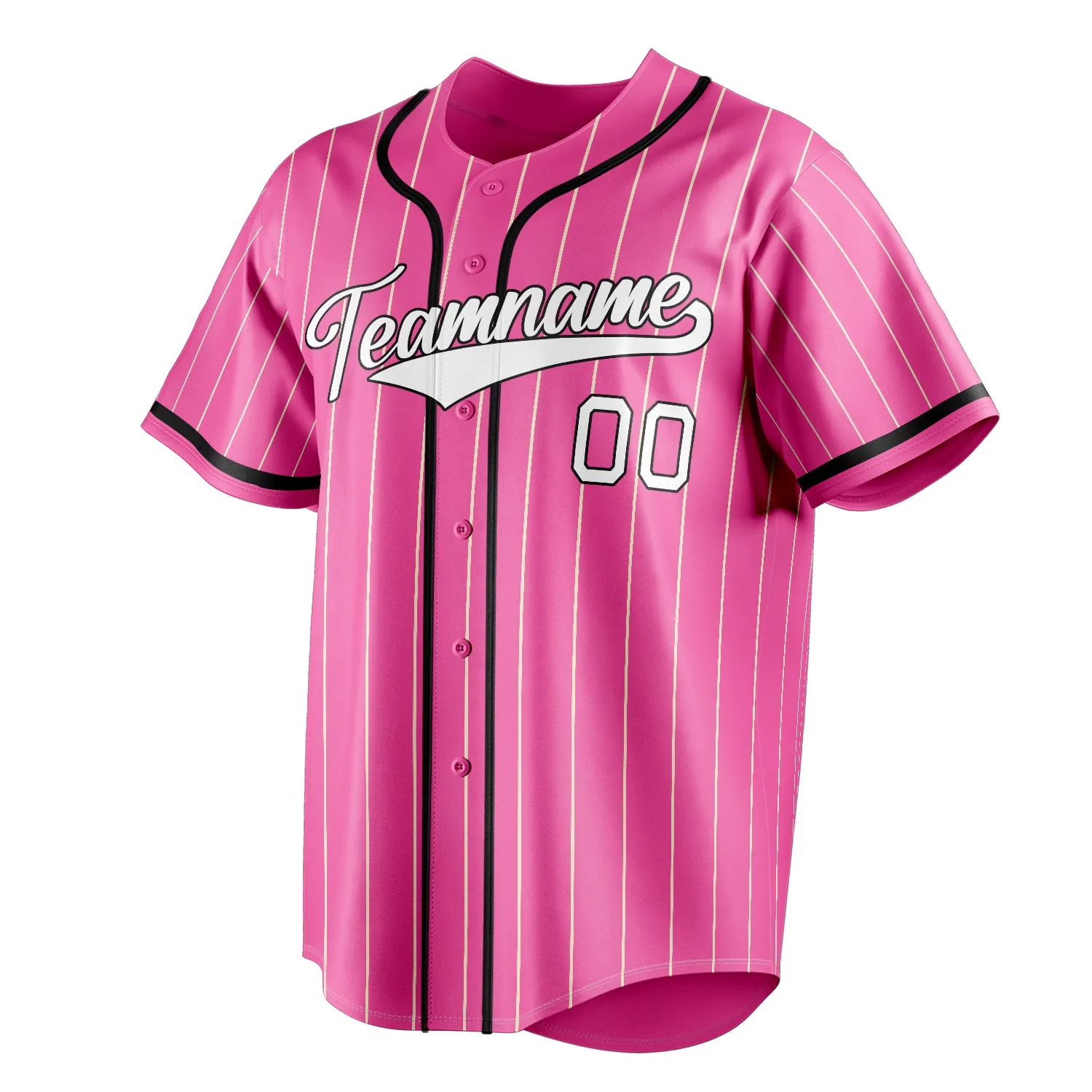 Custom Pink & White Cream Pinstripe Fan Baseball Jersey sold by Tailorly product image thumbnail 3