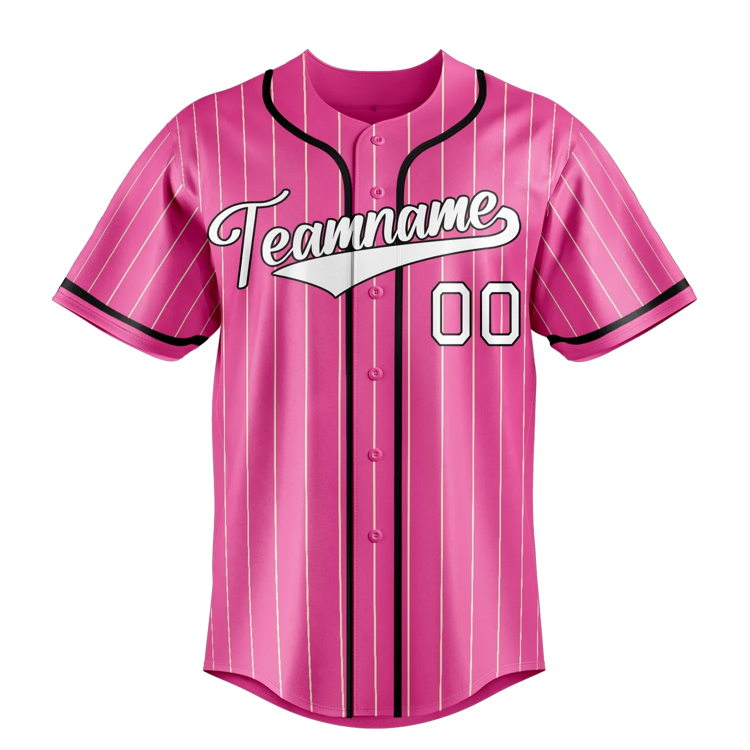 Custom Pink & White Cream Pinstripe Fan Baseball Jersey sold by Tailorly product image thumbnail 2