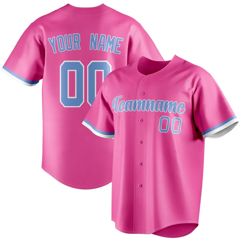 Custom Pink & Light Blue Color Fan Baseball Jersey sold by Tailorly