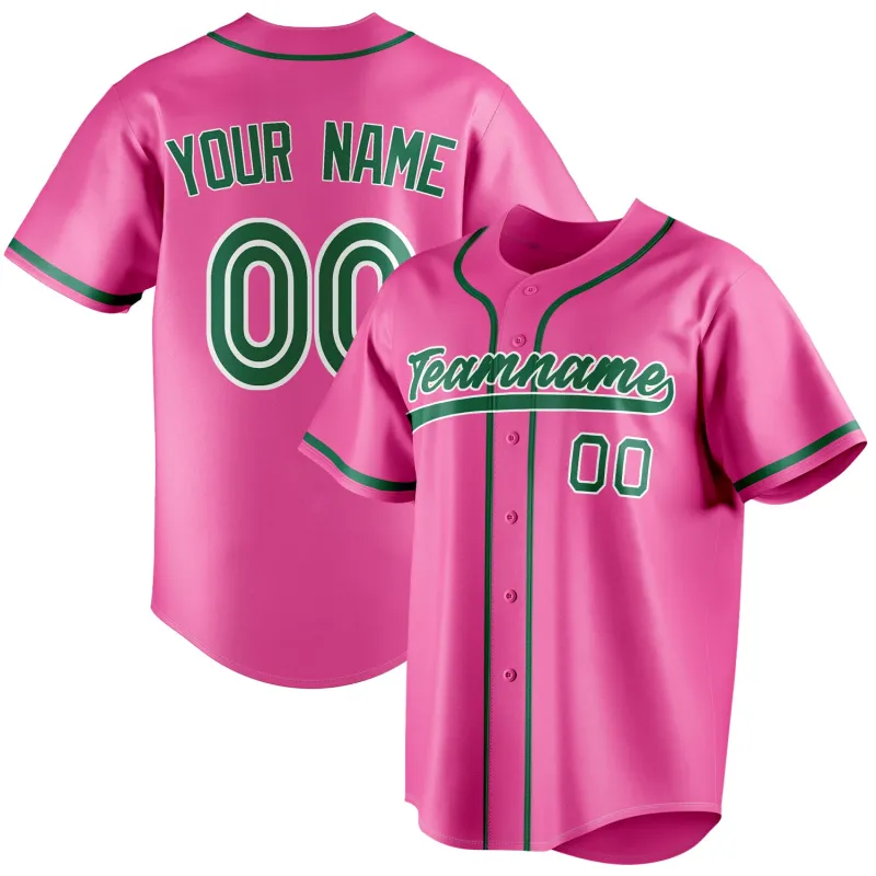 Custom Pink & Kelly Green Color Fan Baseball Jersey sold by Tailorly