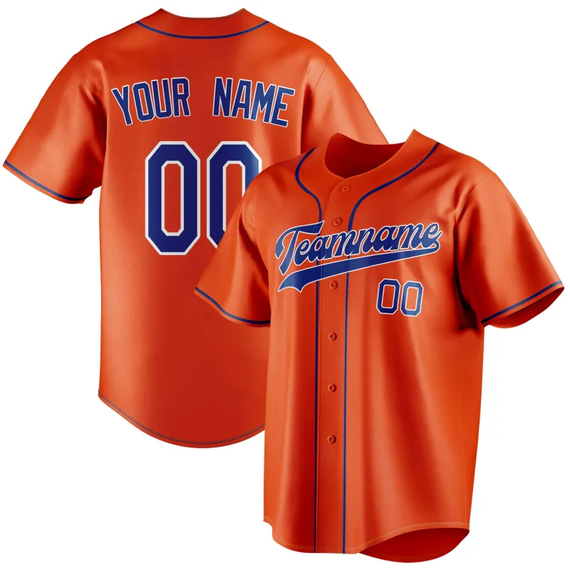 Custom Orange & Royal Color Fan Baseball Jersey made by Tailorly