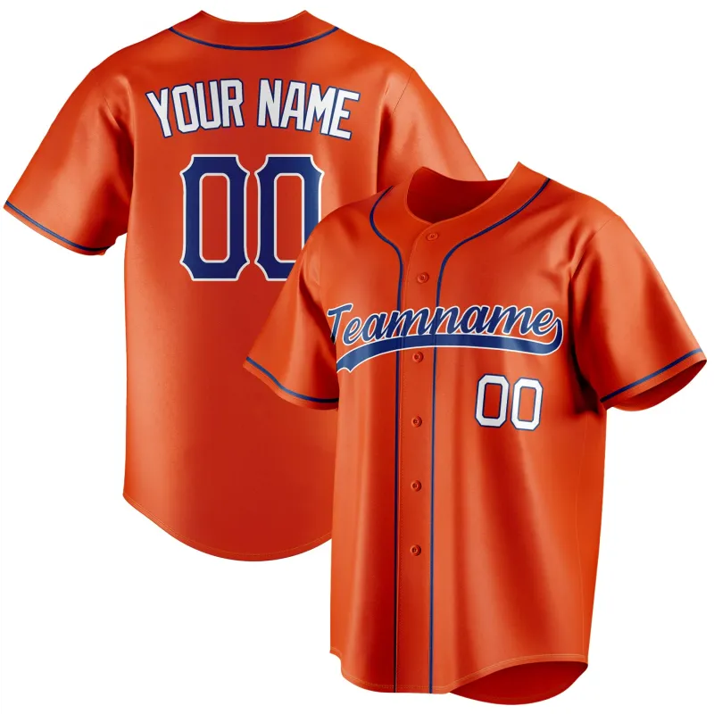 Custom Orange & Royal Color Fan Baseball Jersey made by Tailorly