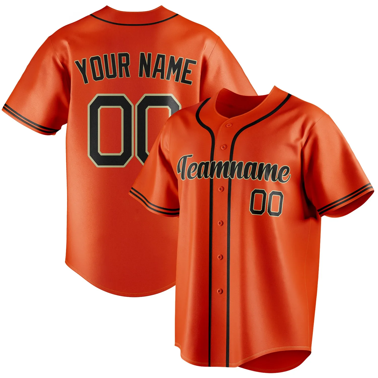 Custom Orange & Black Color Fan Baseball Jersey sold by Tailorly