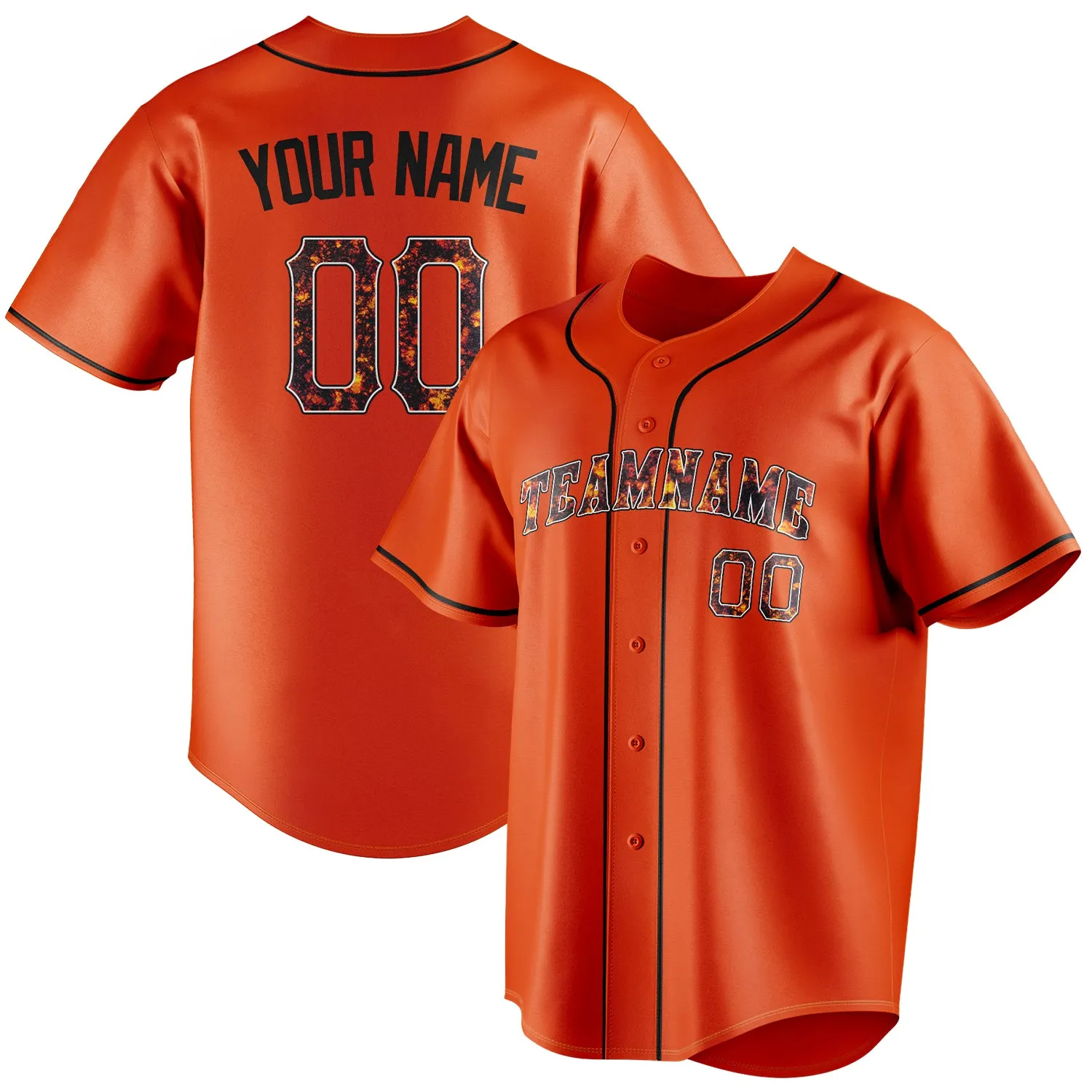 Custom Orange & Black Color Fan Baseball Jersey sold by Tailorly