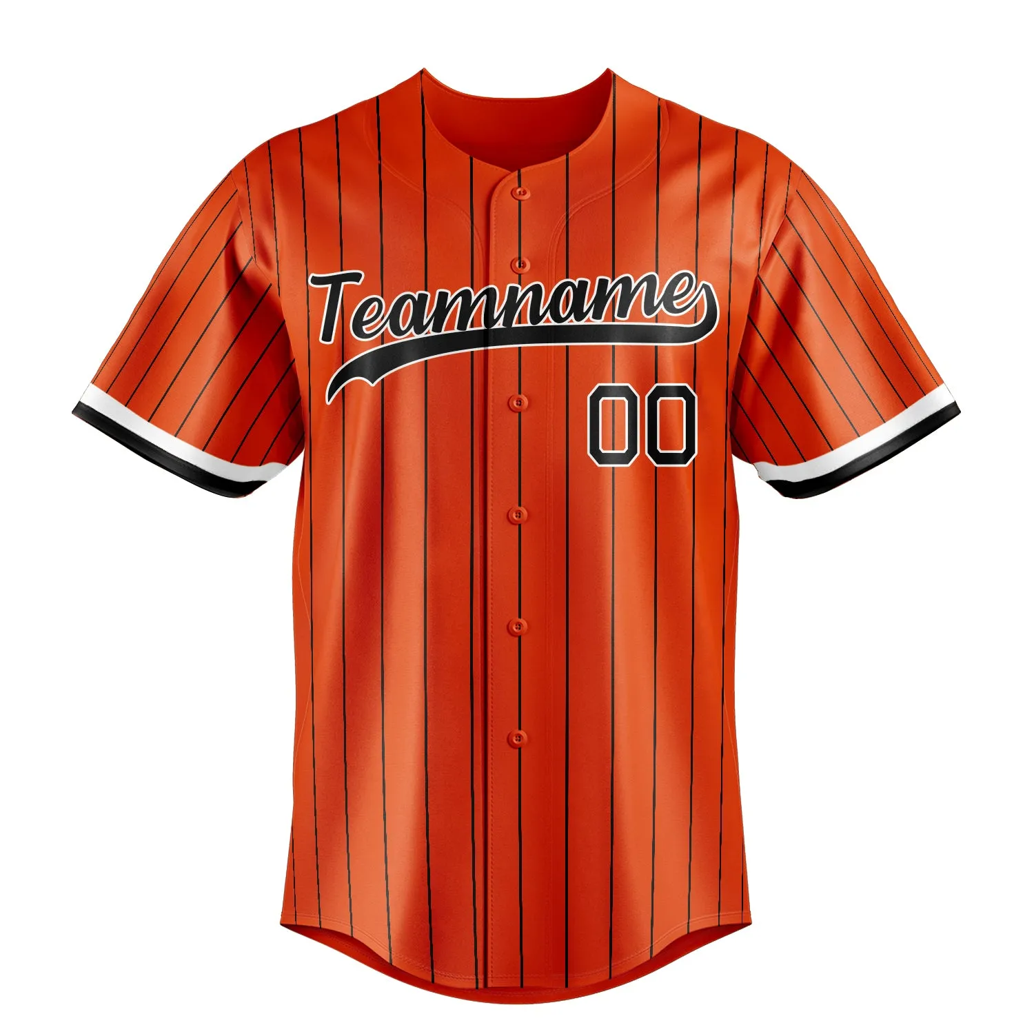 Custom Orange & Black Black Pinstripe Fan Baseball Jersey sold by Tailorly product image thumbnail 2