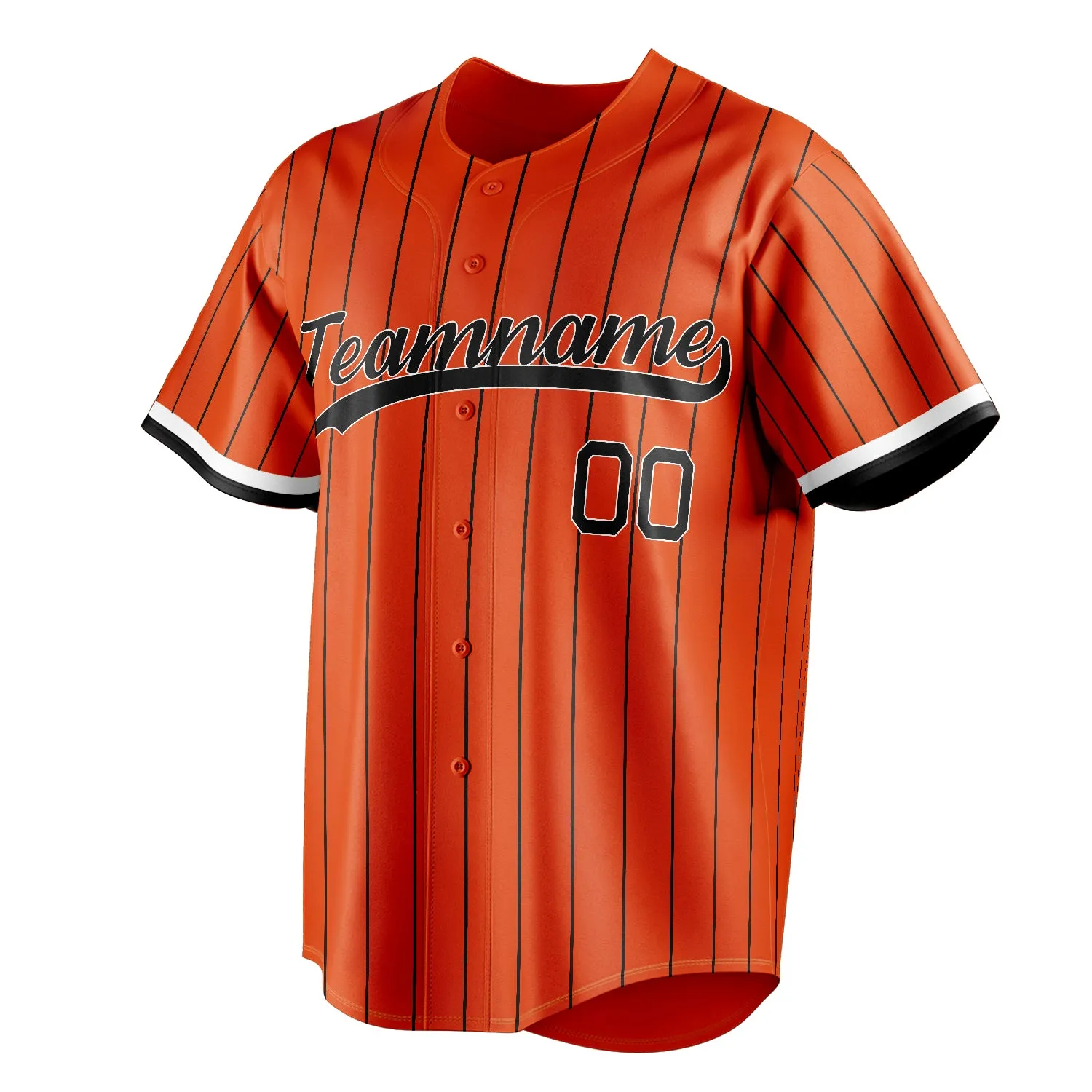 Custom Orange & Black Black Pinstripe Fan Baseball Jersey sold by Tailorly product image thumbnail 3