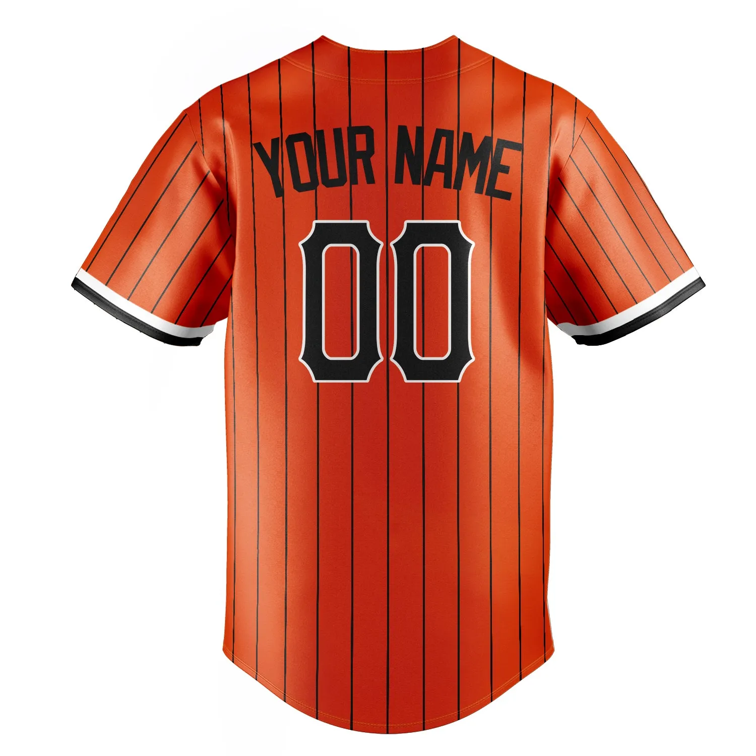 Custom Orange & Black Black Pinstripe Fan Baseball Jersey sold by Tailorly product image thumbnail 4