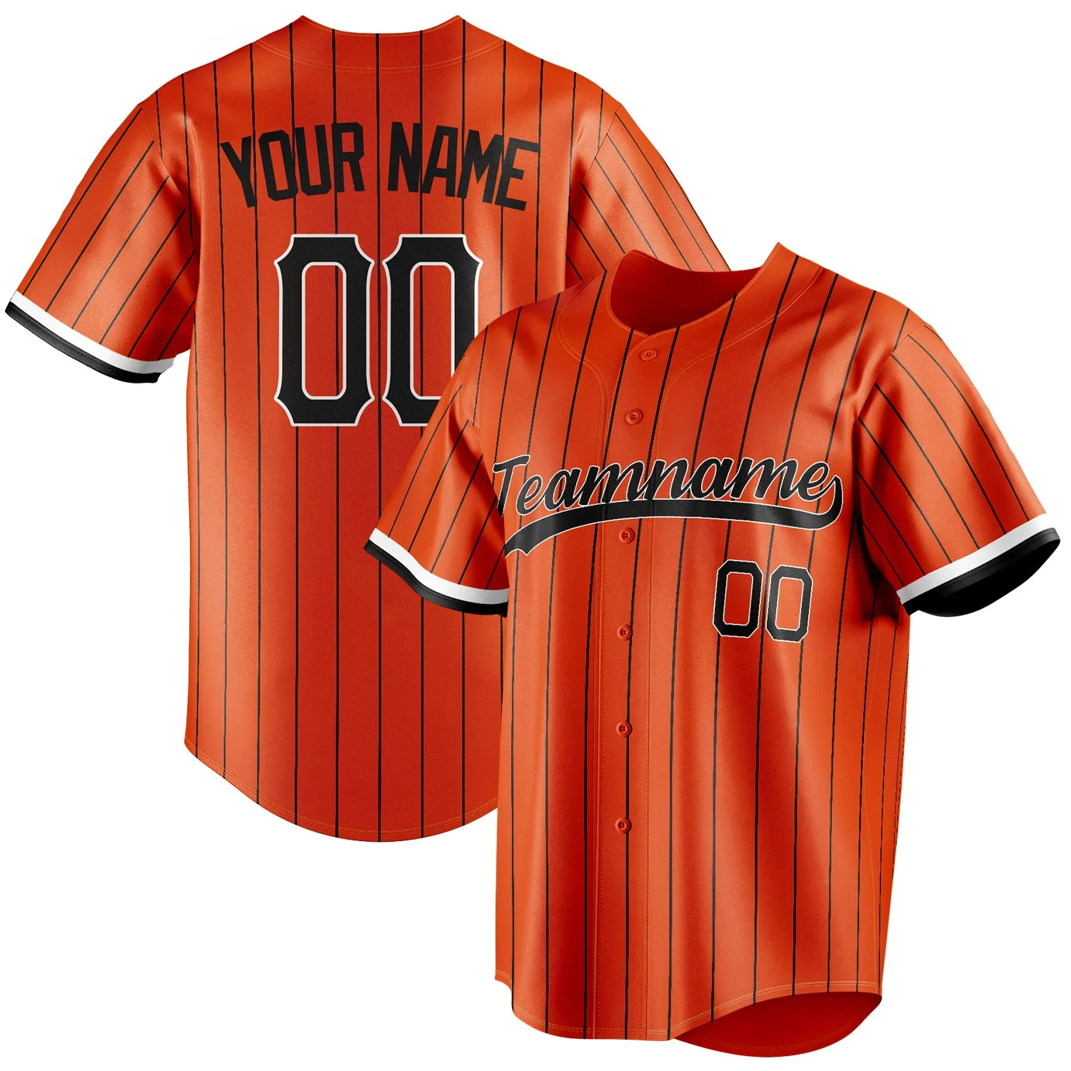 Custom Orange & Black Black Pinstripe Fan Baseball Jersey sold by Tailorly