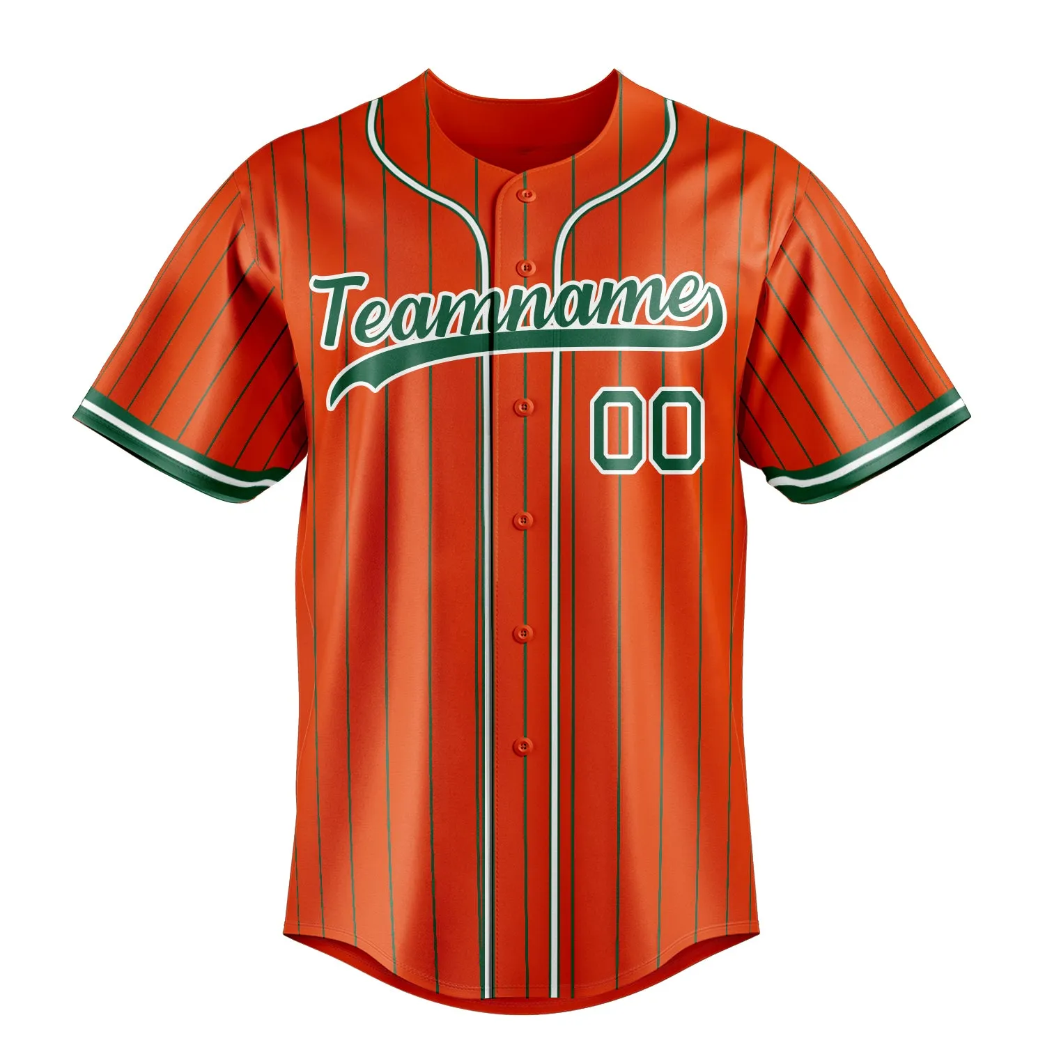 Custom Orange & Kelly Green Kelly Green Pinstripe Fan Baseball Jersey sold by Tailorly product image thumbnail 2