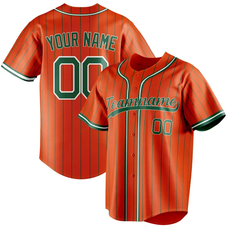 Custom Orange & Kelly Green Kelly Green Pinstripe Fan Baseball Jersey sold by Tailorly