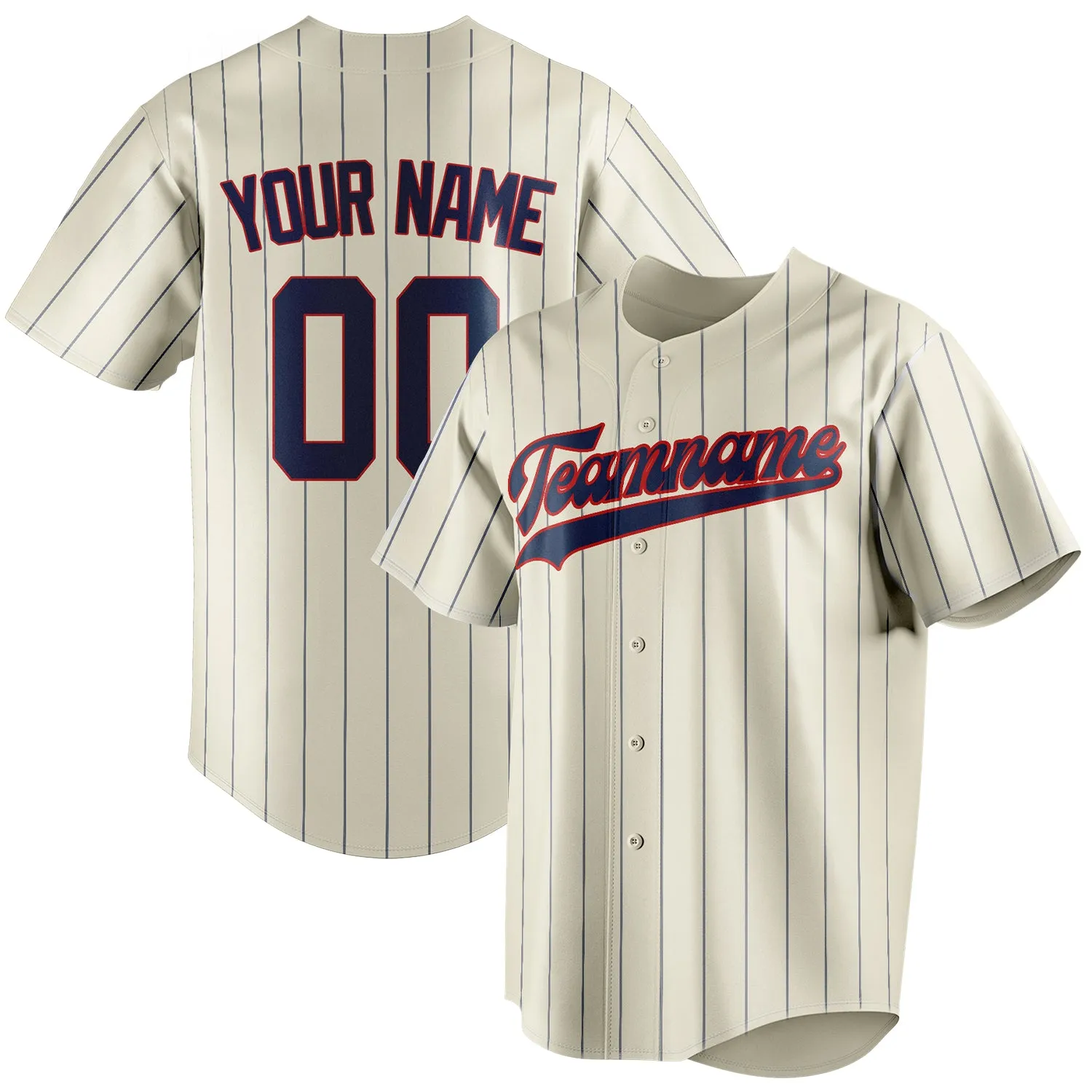Custom Cream & Navy Navy Pinstripe Fan Baseball Jersey sold by Tailorly