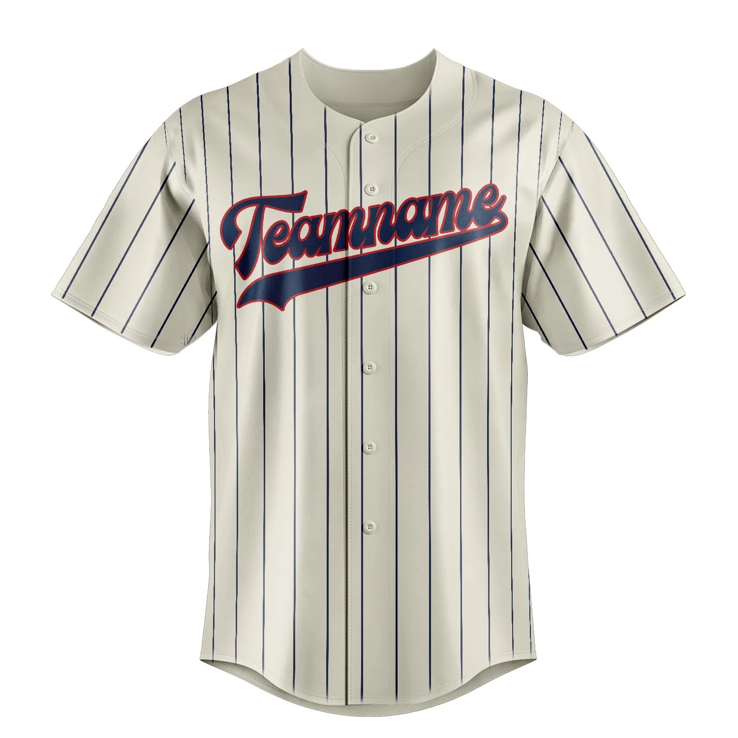 Custom Cream & Navy Navy Pinstripe Fan Baseball Jersey sold by Tailorly product image thumbnail 2