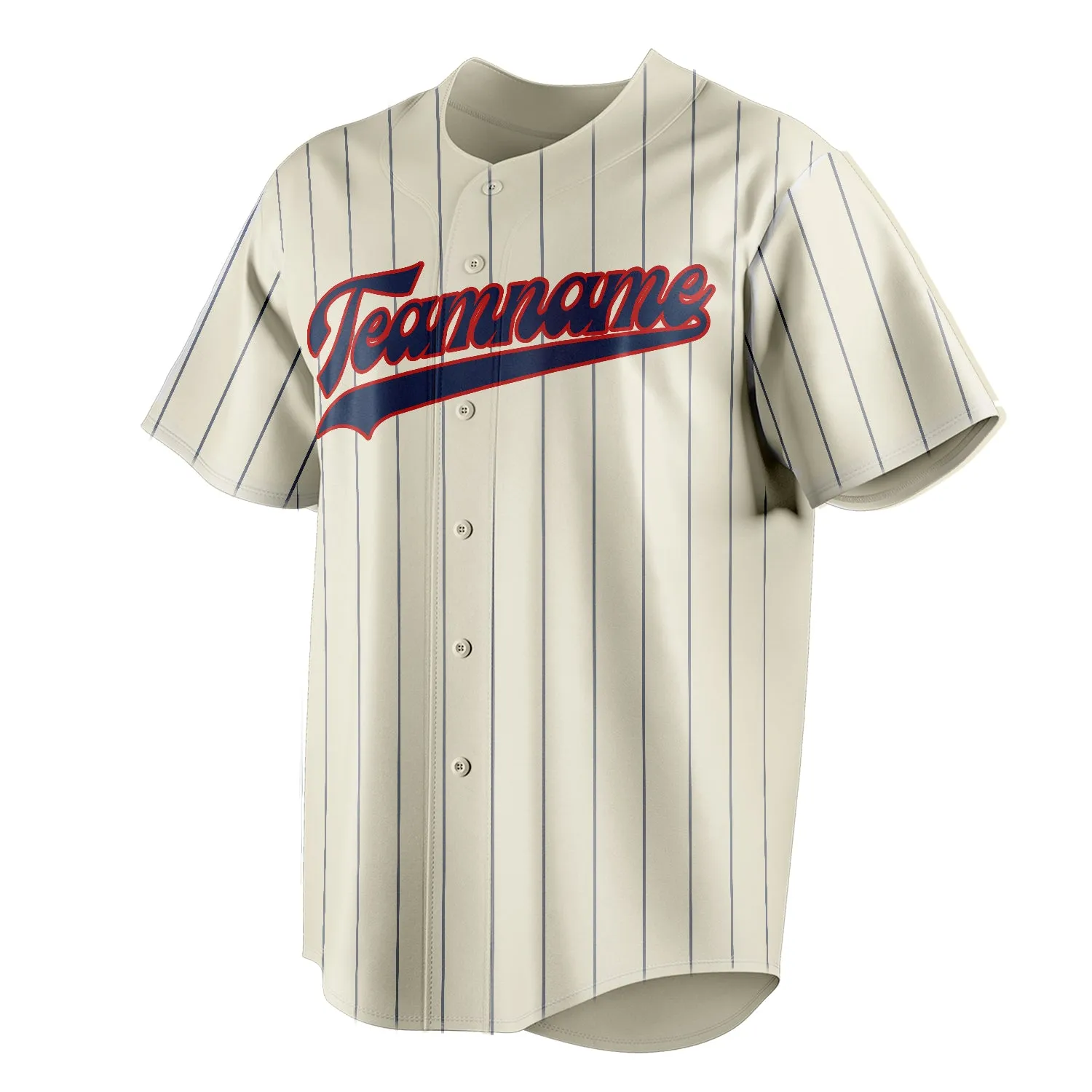 Custom Cream & Navy Navy Pinstripe Fan Baseball Jersey sold by Tailorly product image thumbnail 3