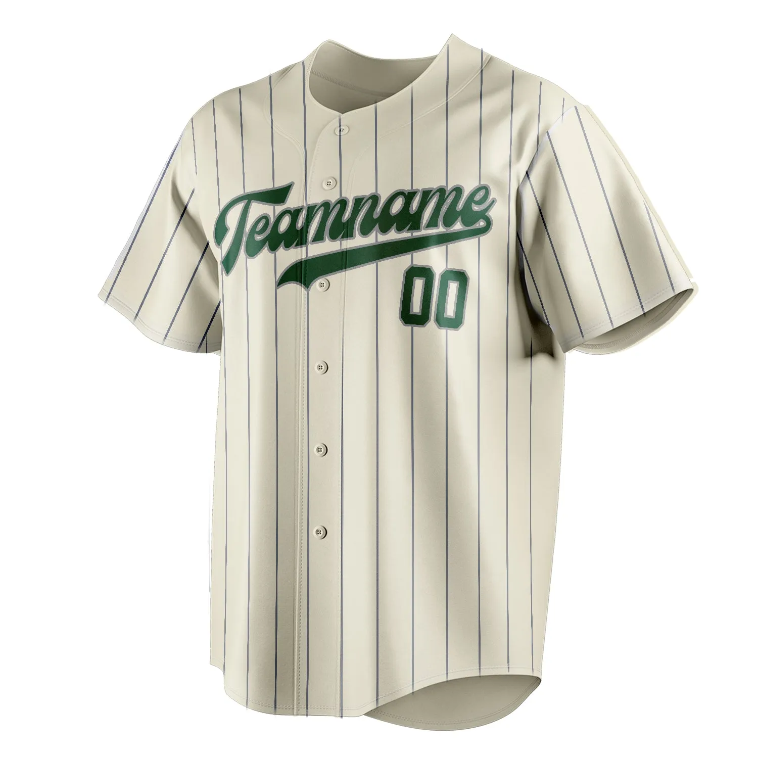 Custom Cream & Green Gray Pinstripe Fan Baseball Jersey sold by Tailorly product image thumbnail 3