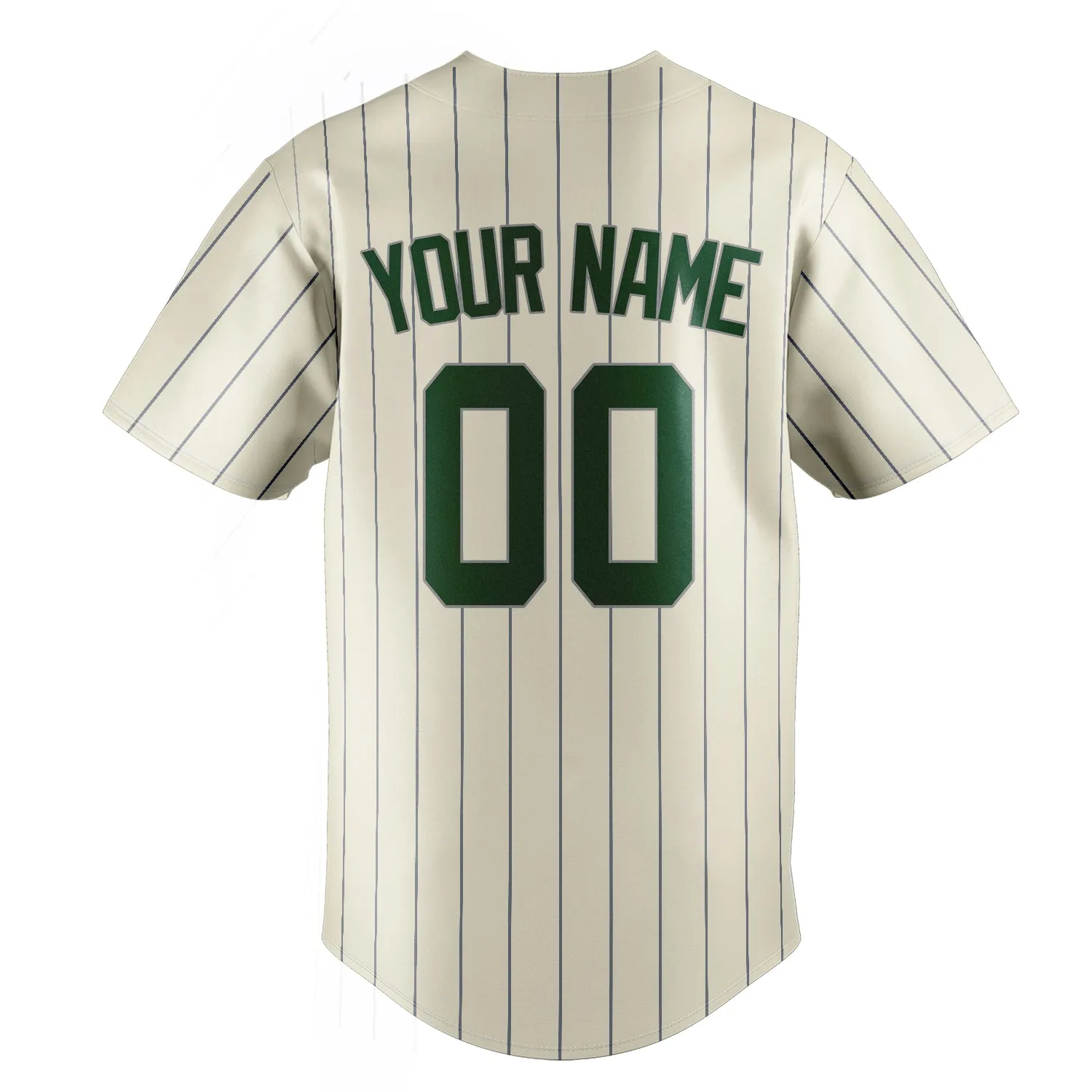 Custom Cream & Green Gray Pinstripe Fan Baseball Jersey sold by Tailorly product image thumbnail 4