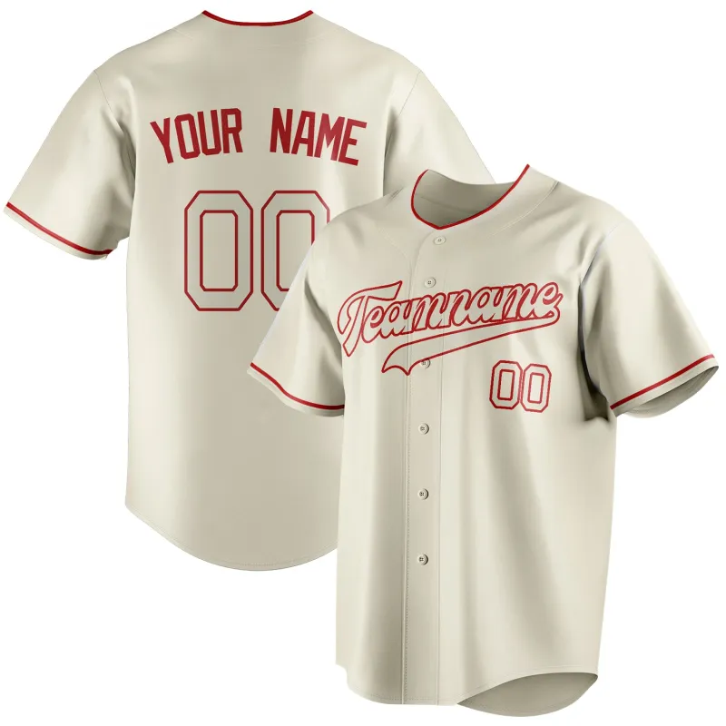 Custom Cream & Red Color Fan Baseball Jersey sold by Tailorly