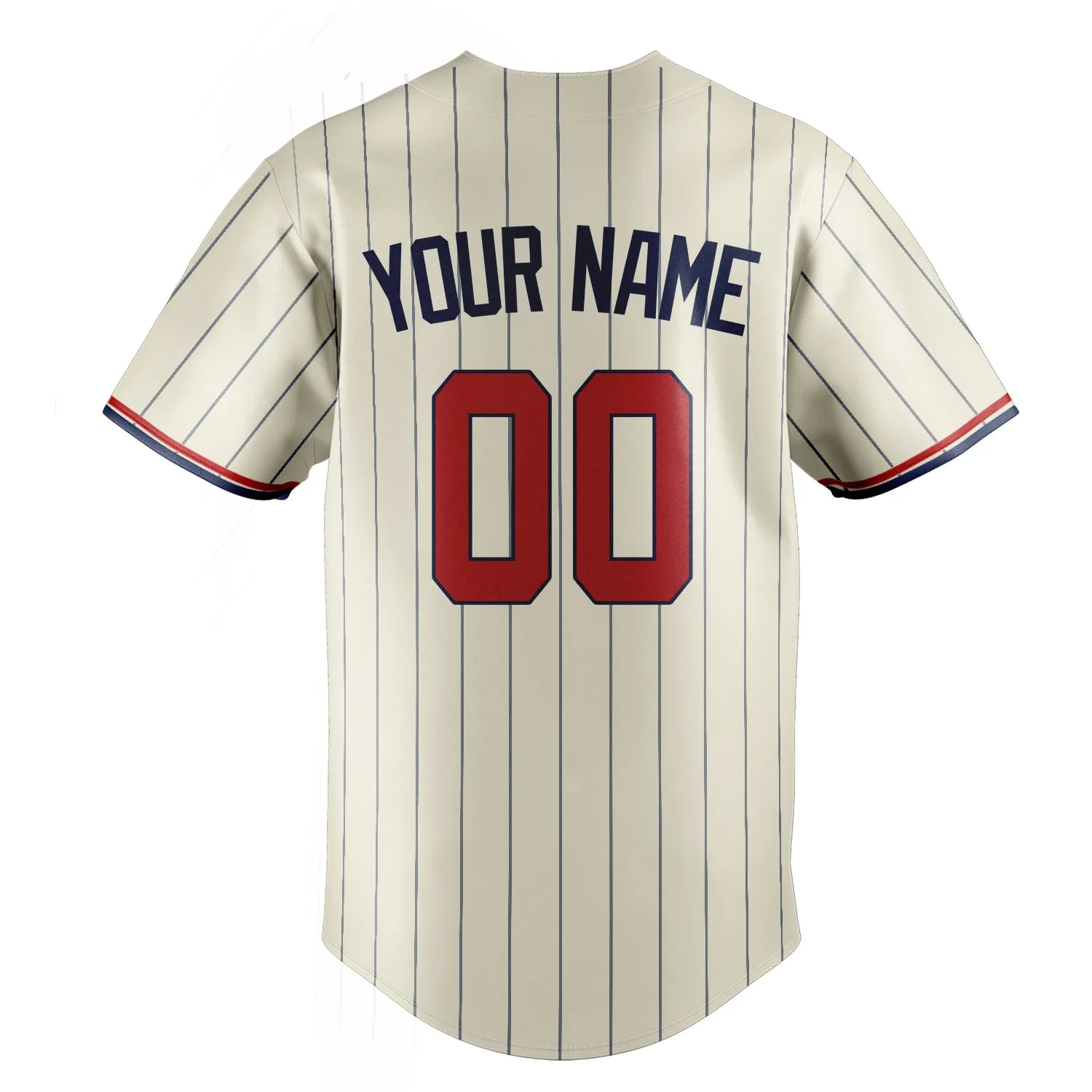 Custom Cream & Red Navy Pinstripe Fan Baseball Jersey sold by Tailorly product image thumbnail 4