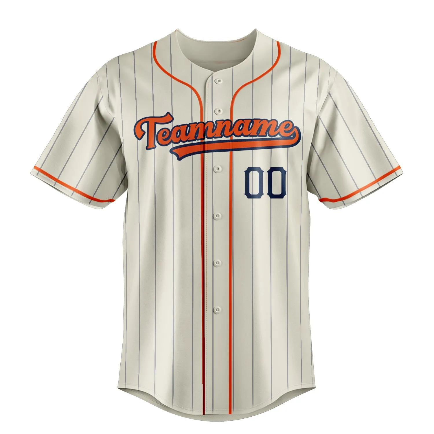 Custom Cream & Orange Black Pinstripe Fan Baseball Jersey sold by Tailorly product image thumbnail 2