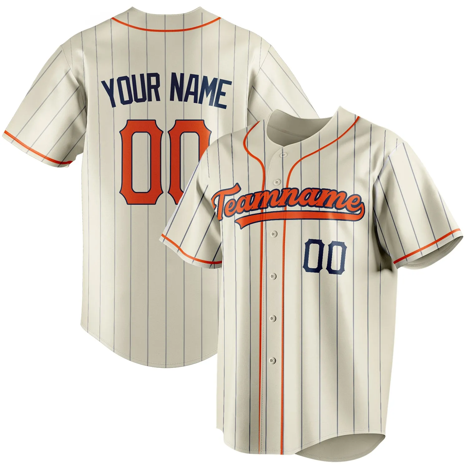 Custom Cream & Orange Black Pinstripe Fan Baseball Jersey sold by Tailorly