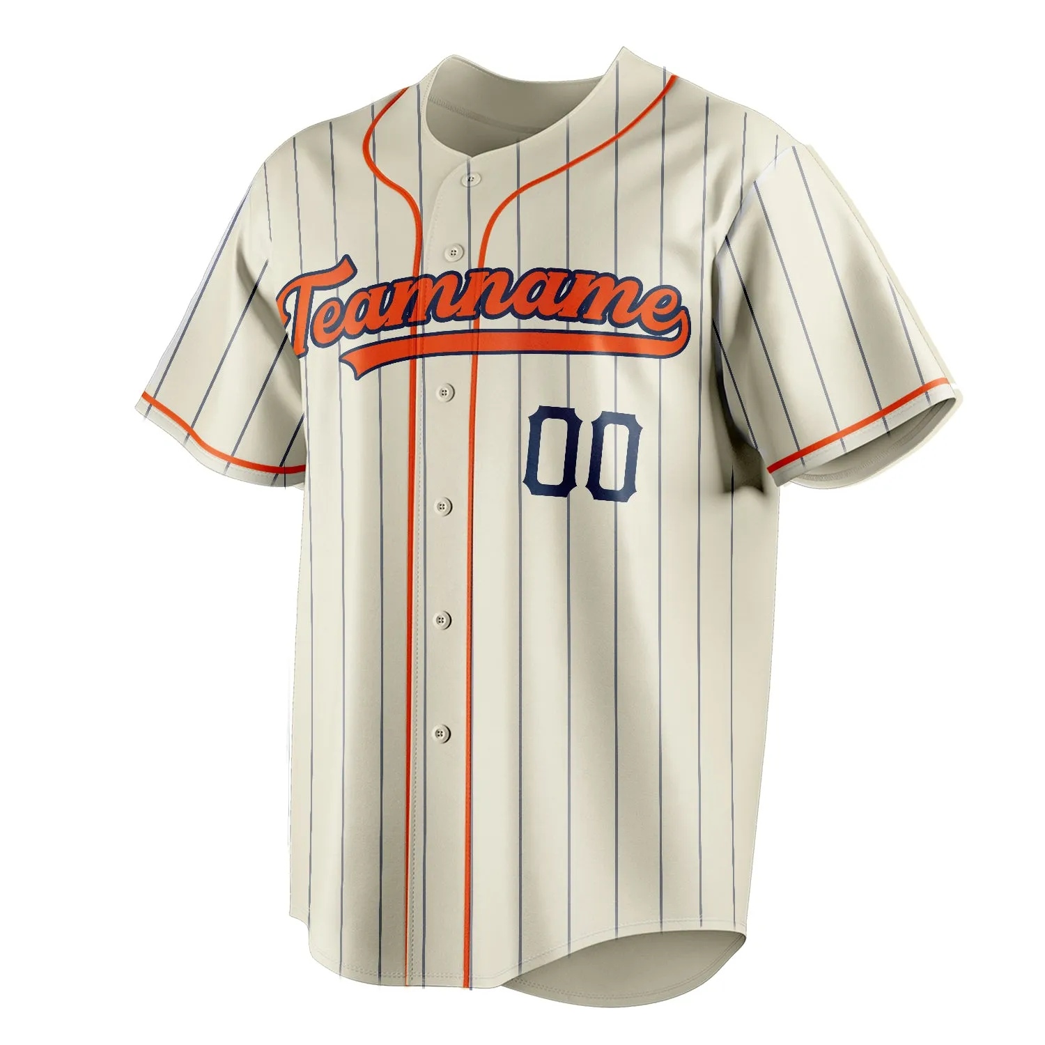 Custom Cream & Orange Black Pinstripe Fan Baseball Jersey sold by Tailorly product image thumbnail 3