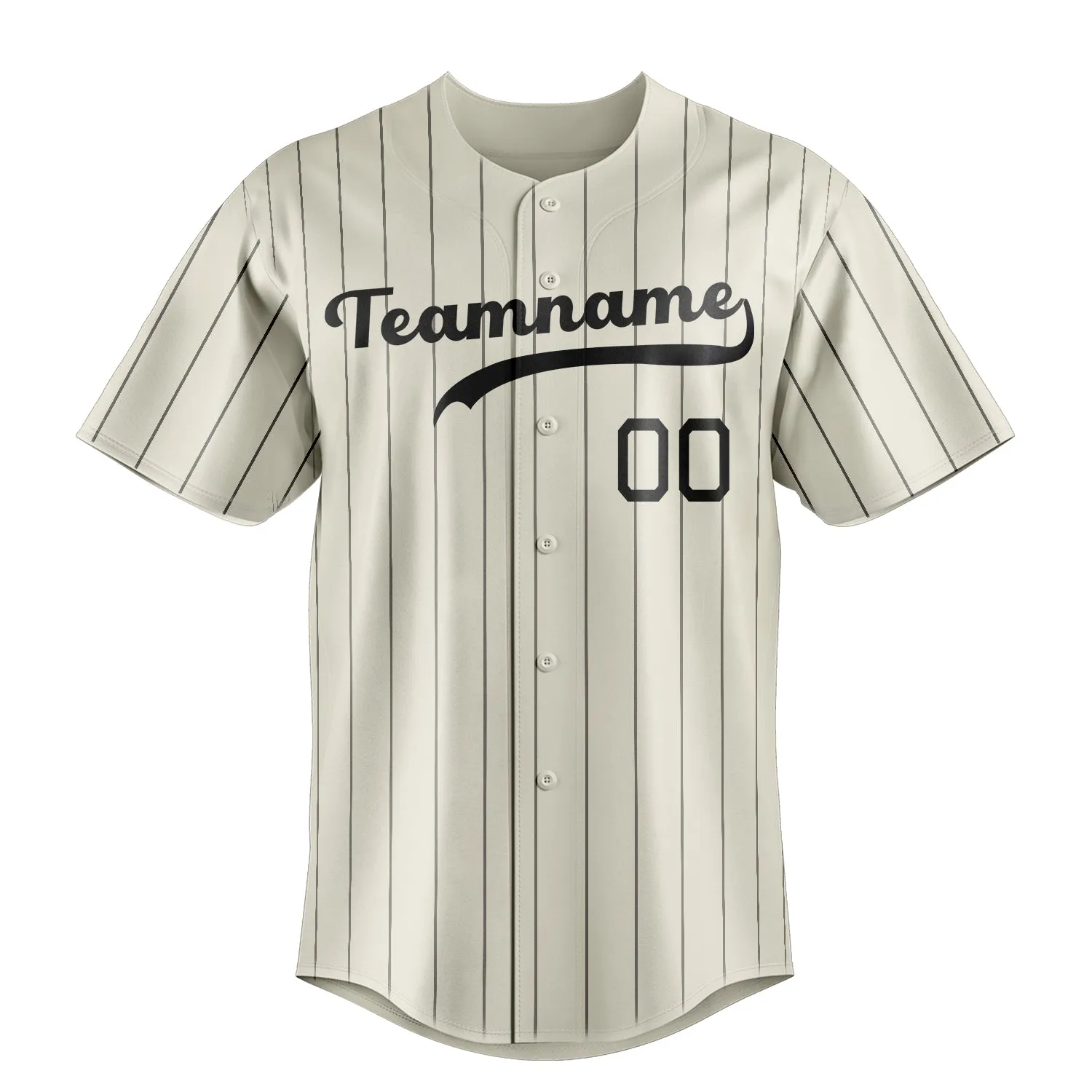 Custom Cream & Black Black Pinstripe Fan Baseball Jersey sold by Tailorly product image thumbnail 2