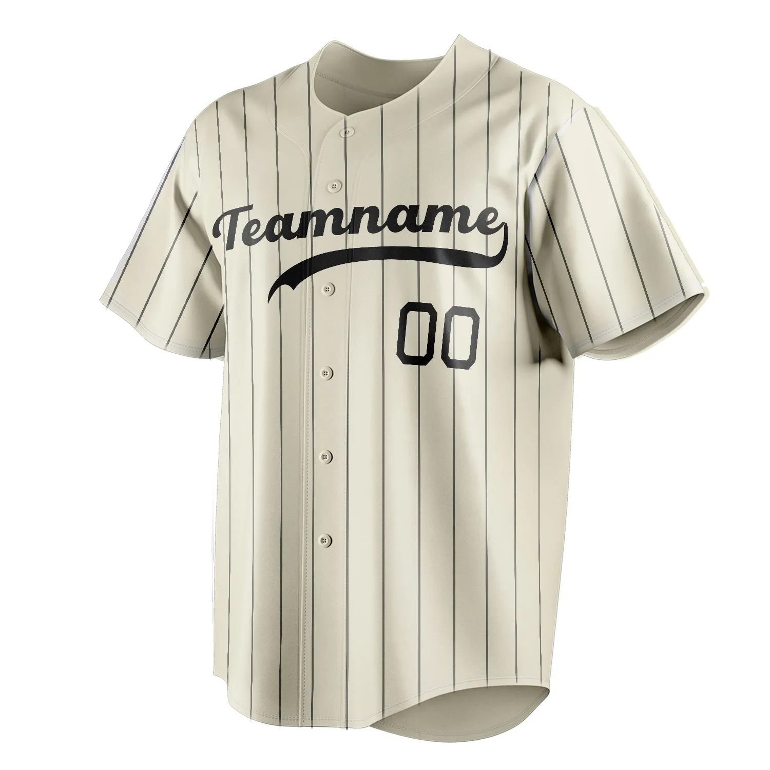 Custom Cream & Black Black Pinstripe Fan Baseball Jersey sold by Tailorly product image thumbnail 3