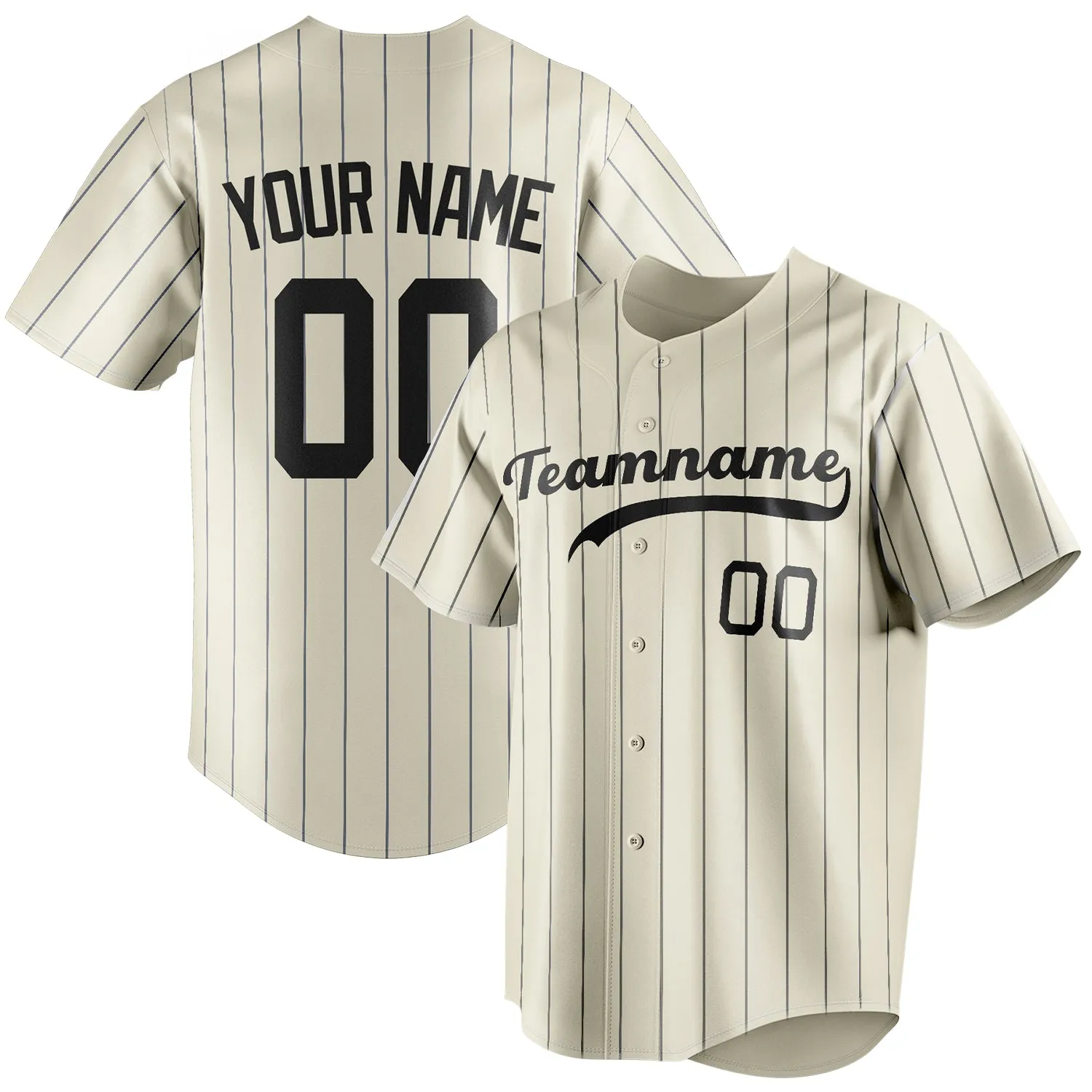 Custom Cream & Black Black Pinstripe Fan Baseball Jersey sold by Tailorly