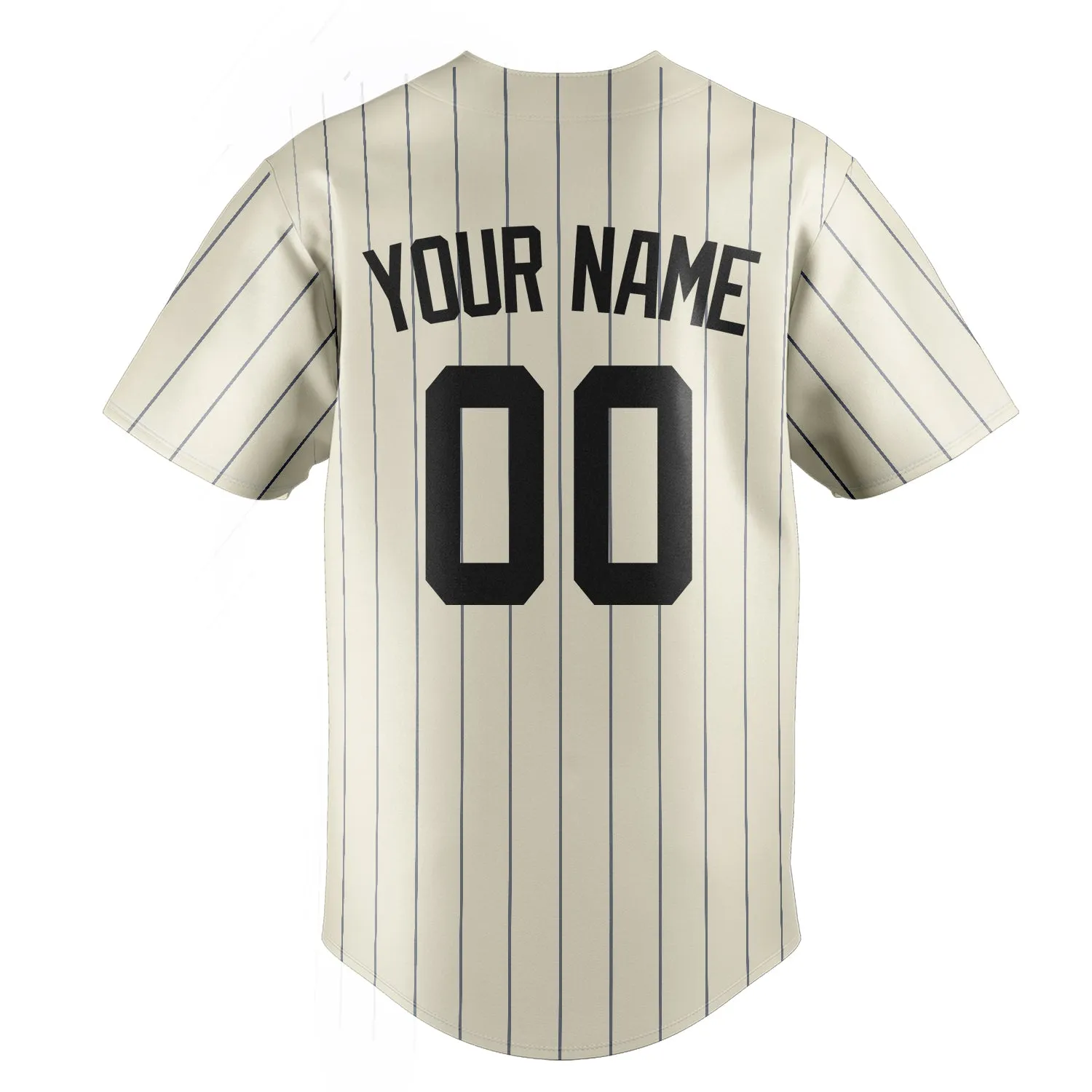 Custom Cream & Black Black Pinstripe Fan Baseball Jersey sold by Tailorly product image thumbnail 4
