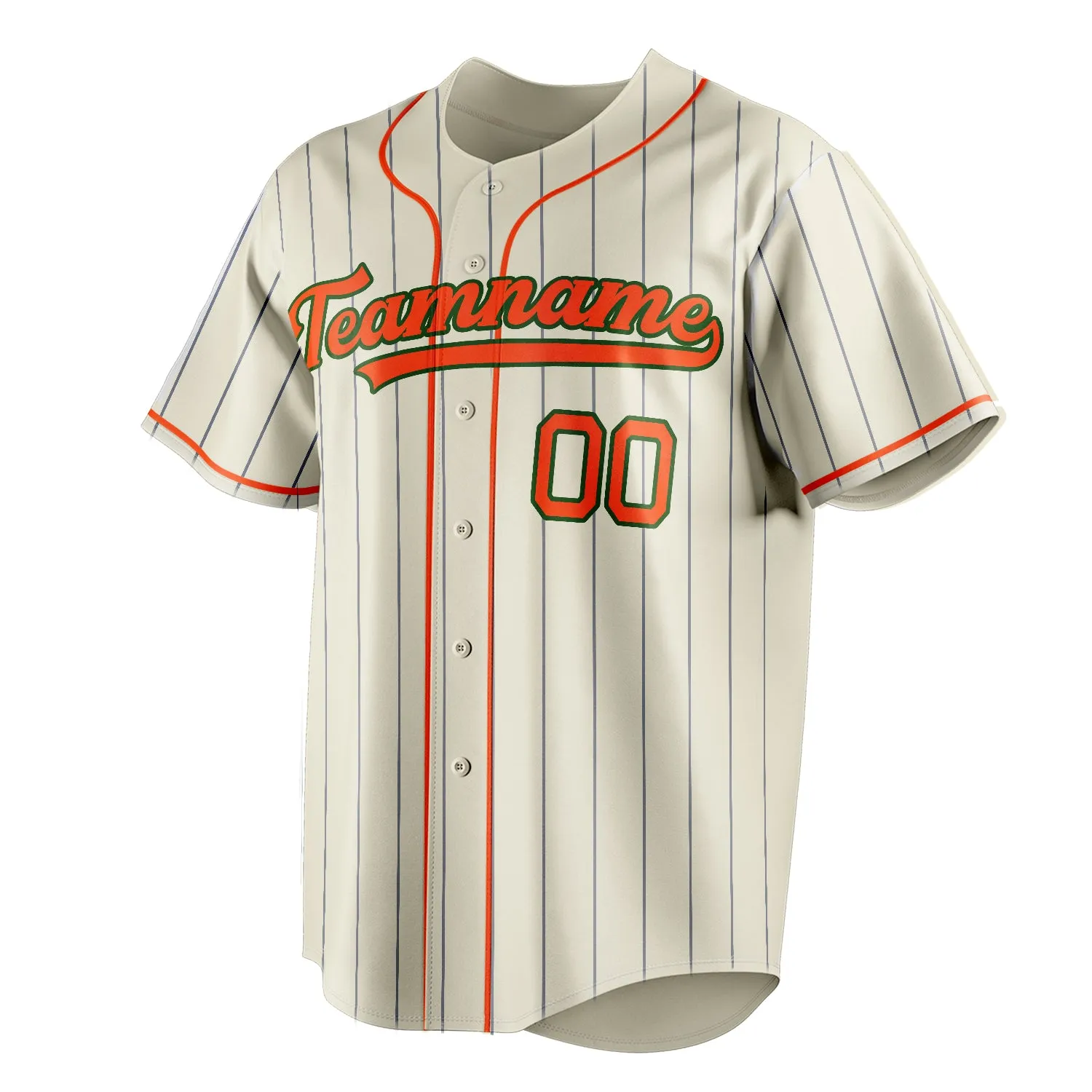 Custom Cream & Orange Navy Pinstripe Fan Baseball Jersey sold by Tailorly product image thumbnail 3