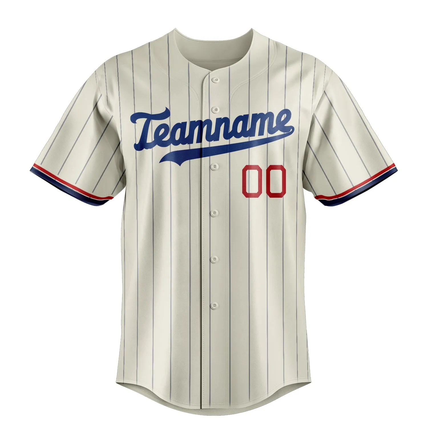 Custom Cream & Royal Navy Pinstripe Fan Baseball Jersey sold by Tailorly product image thumbnail 2