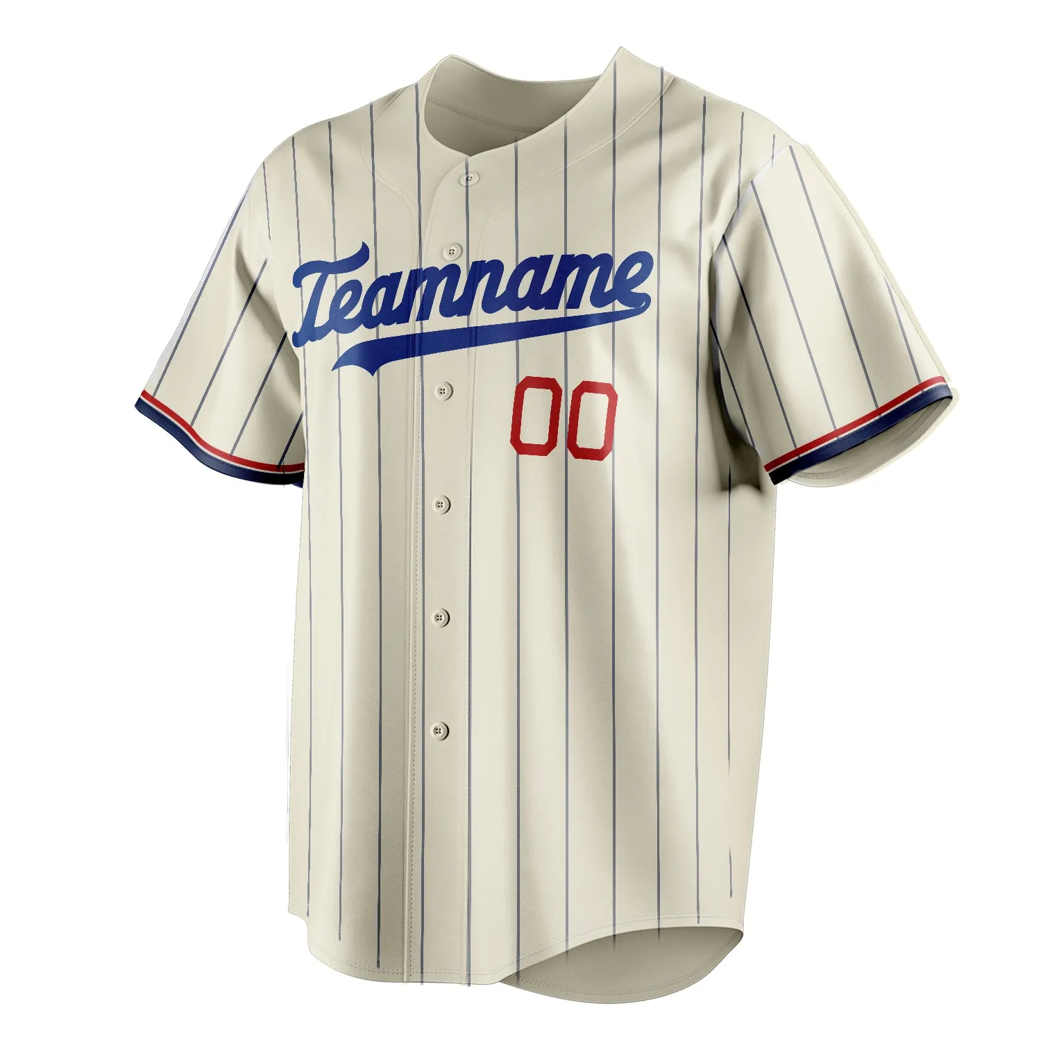 Custom Cream & Royal Navy Pinstripe Fan Baseball Jersey sold by Tailorly product image thumbnail 3