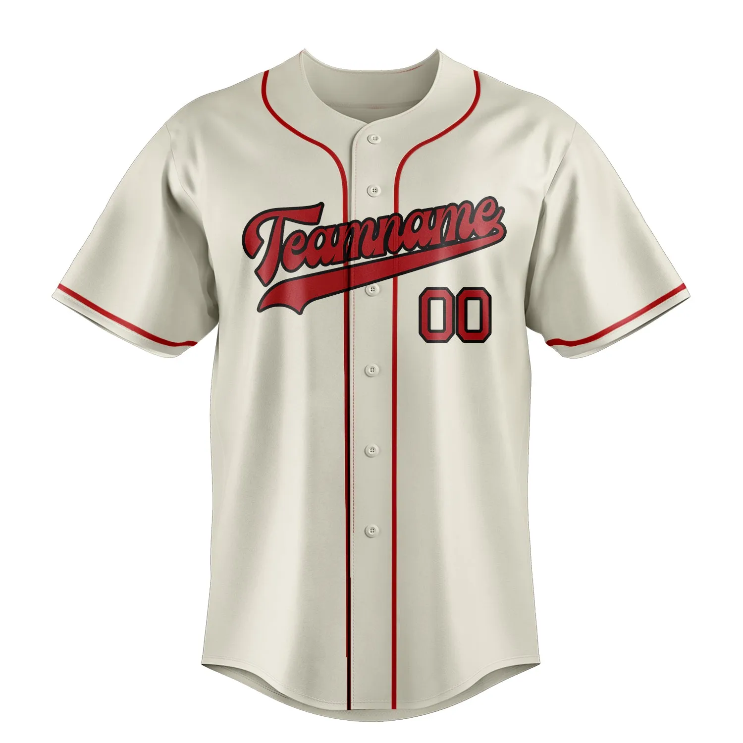 Custom Cream & Red Color Fan Baseball Jersey sold by Tailorly product image thumbnail 2