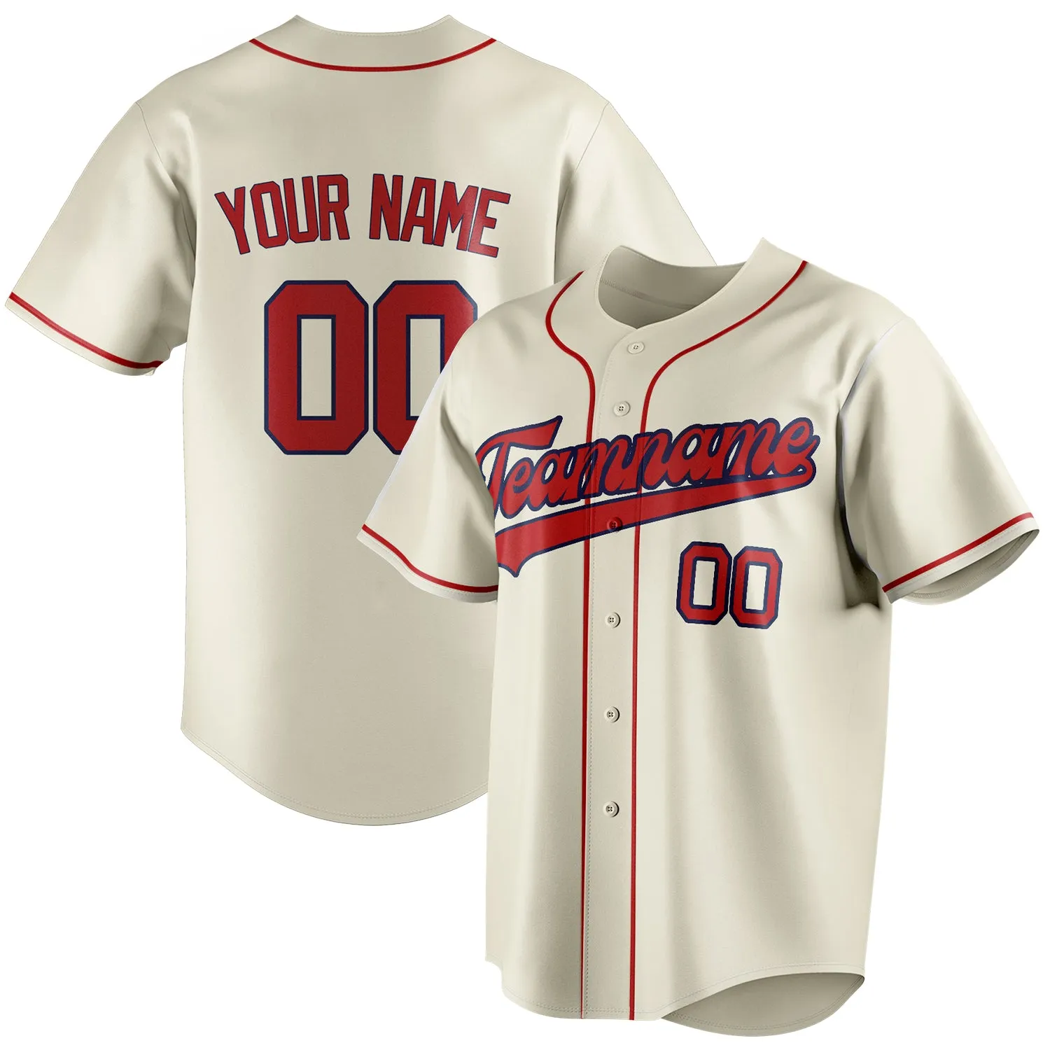 Custom Cream & Red Color Fan Baseball Jersey sold by Tailorly