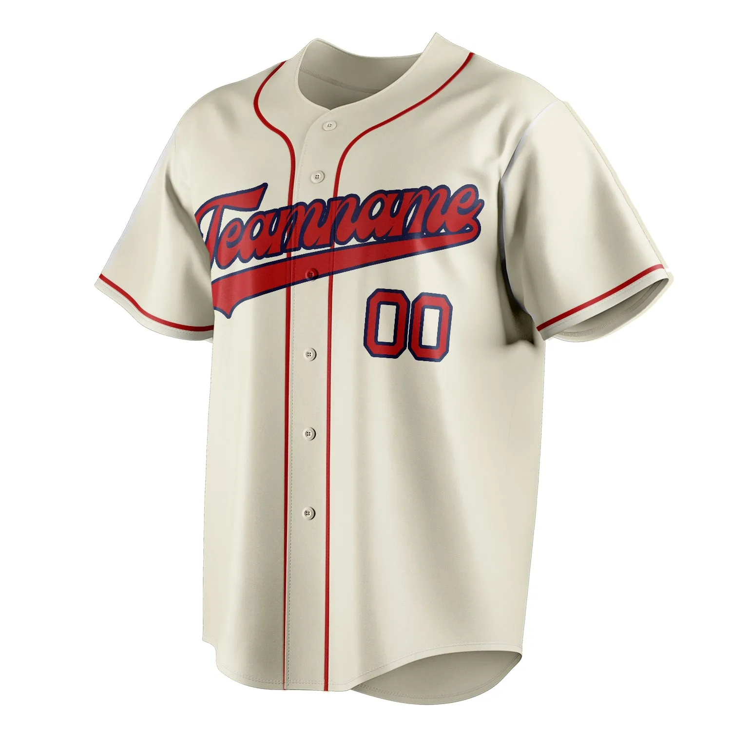 Custom Cream & Red Color Fan Baseball Jersey sold by Tailorly product image thumbnail 3