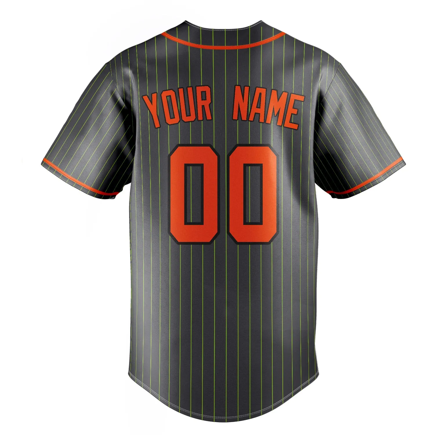 Custom Steel Gray & Orange Neon Green Pinstripe Fan Baseball Jersey sold by Tailorly product image thumbnail 4