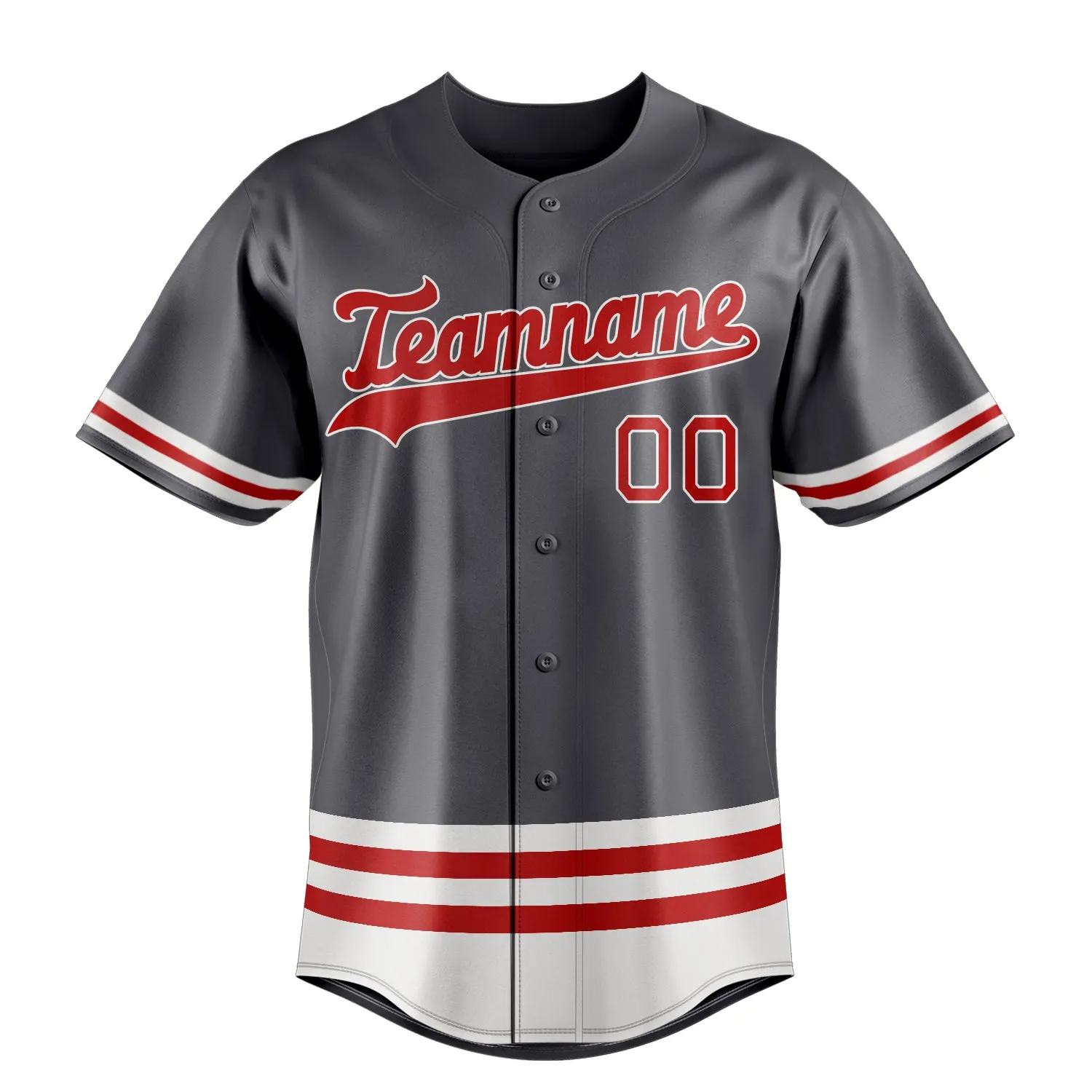 Custom Steel Gray & Red Double Stripe Fan Baseball Jersey sold by Tailorly product image thumbnail 2