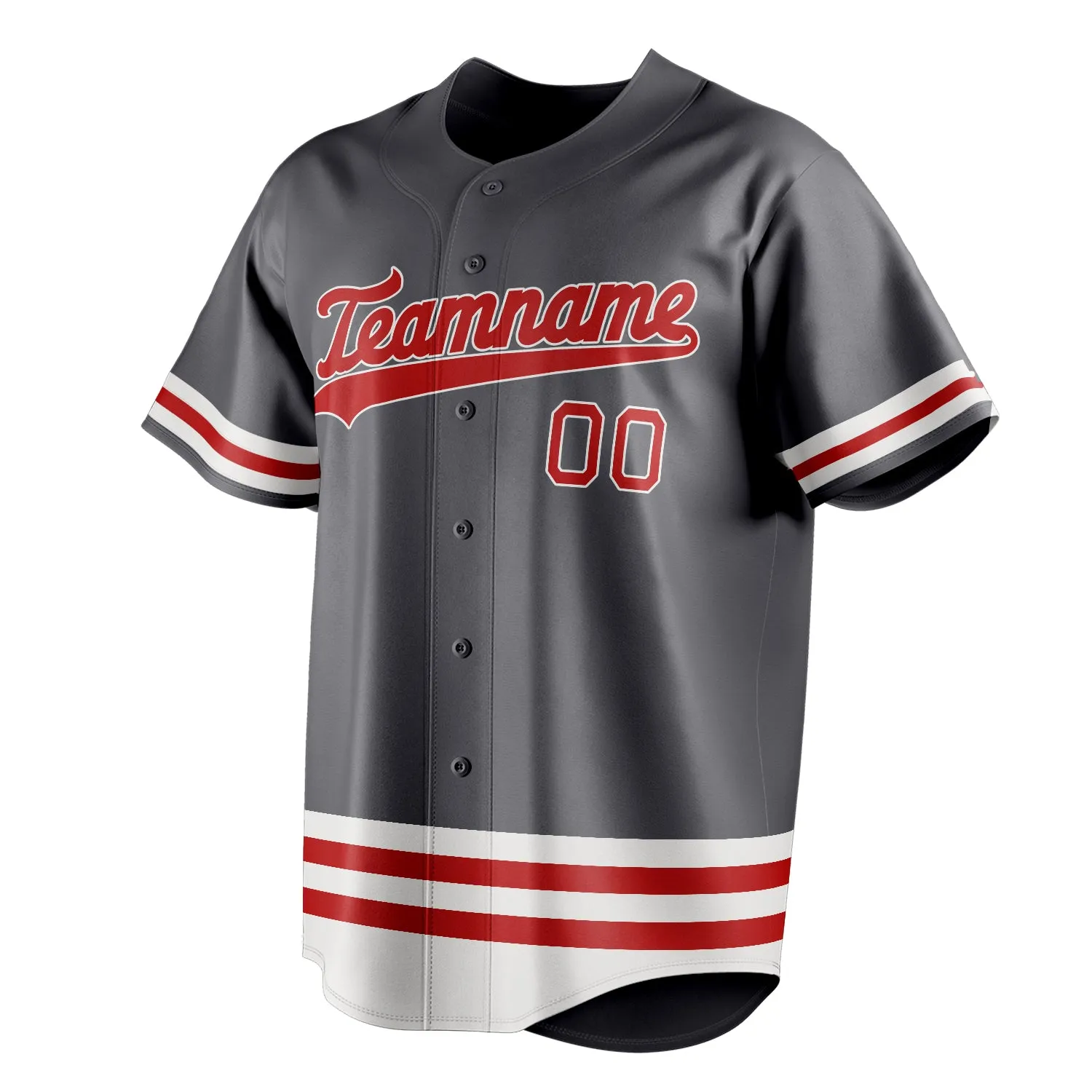 Custom Steel Gray & Red Double Stripe Fan Baseball Jersey sold by Tailorly product image thumbnail 3