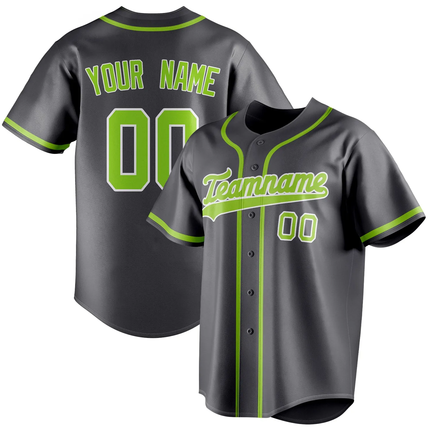 Custom Steel Gray & Neon Green Color Fan Baseball Jersey sold by Tailorly