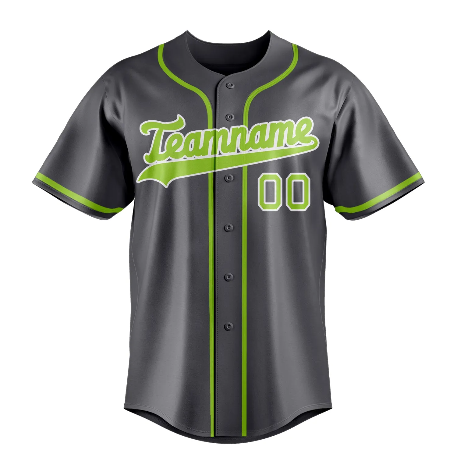 Custom Steel Gray & Neon Green Color Fan Baseball Jersey sold by Tailorly product image thumbnail 2